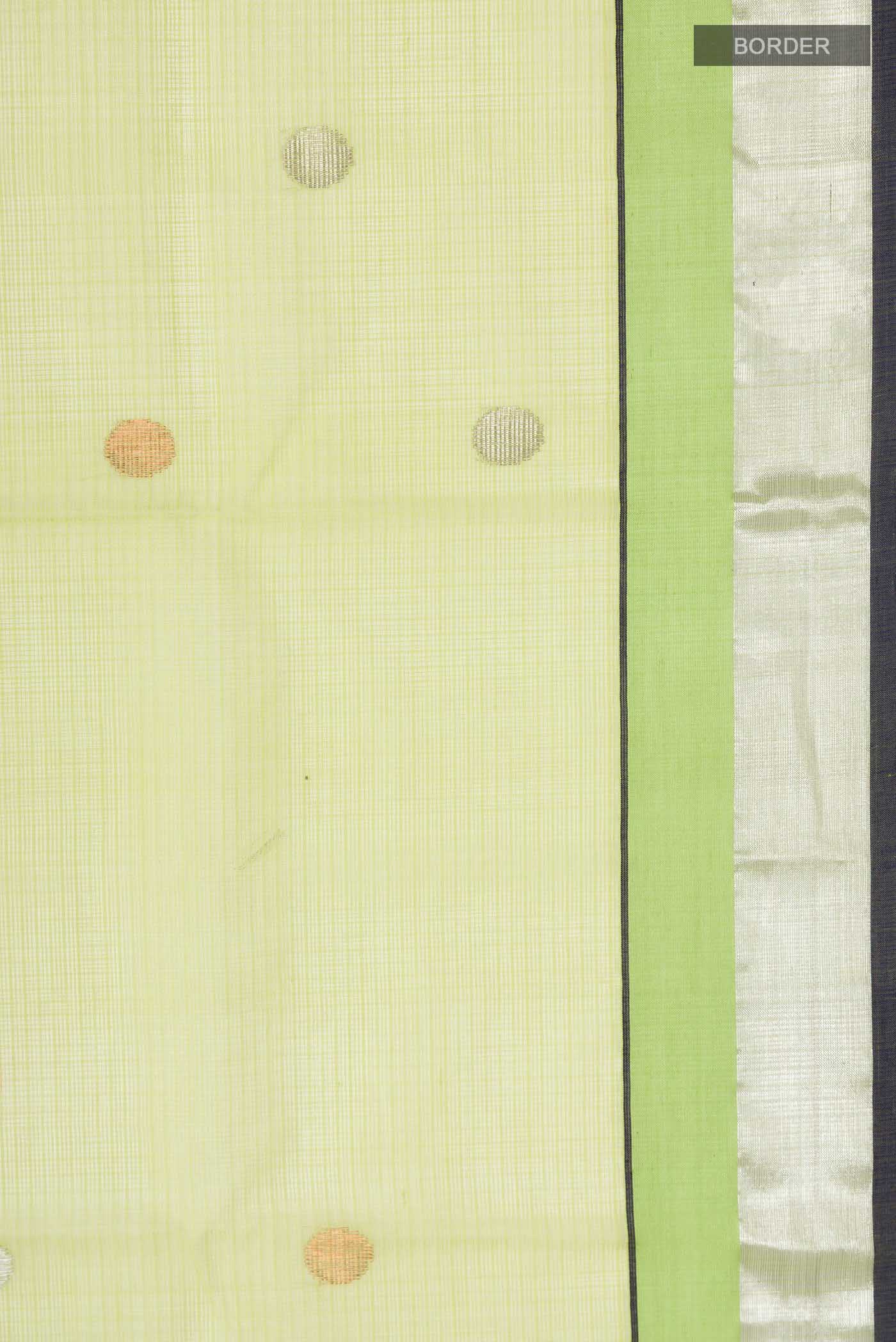 Pure Silk Pure Zari Lemon Yellow Kota Saree - Image 3