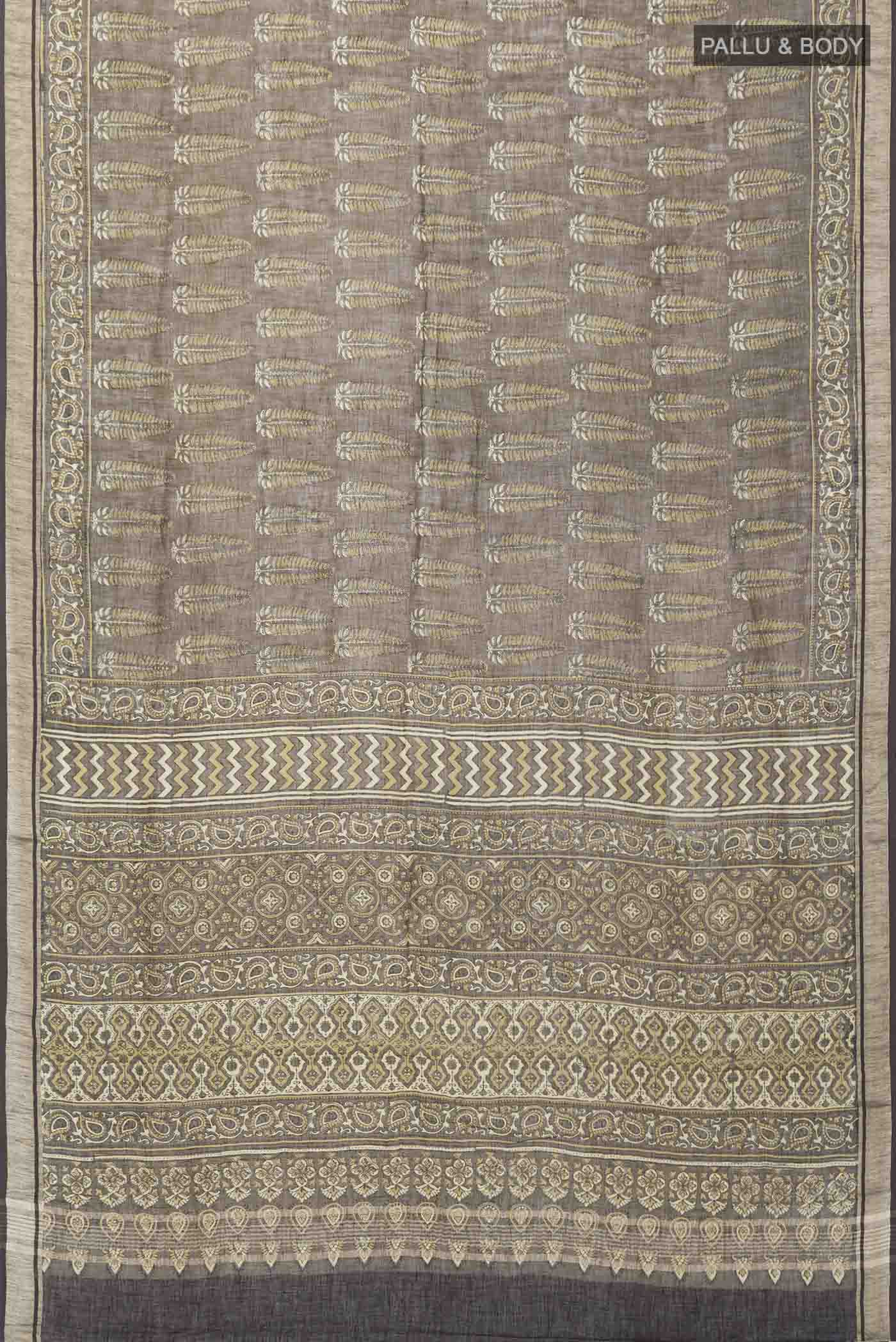 Green Linen Cotton Saree - Image 5