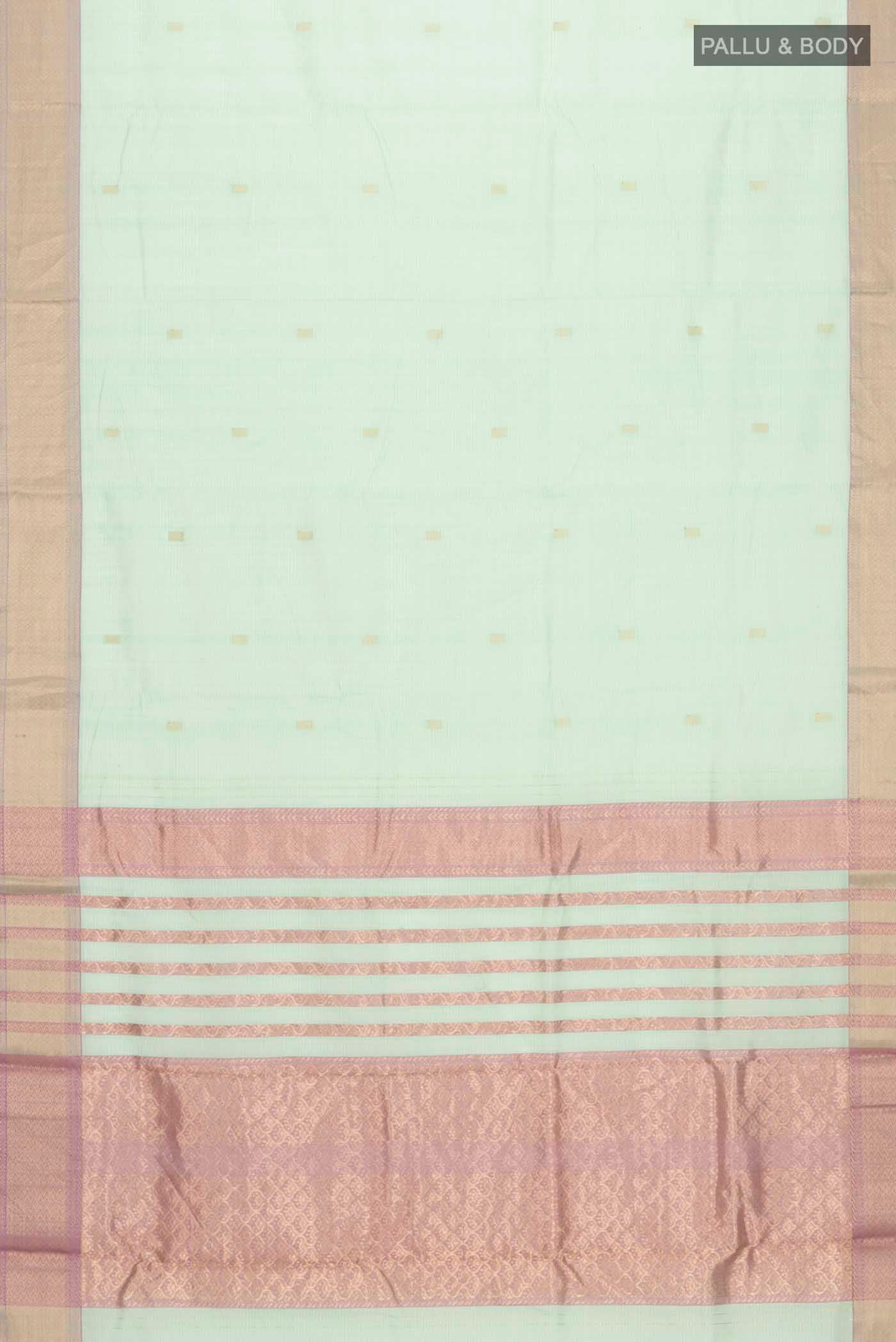 Green Maheshwari Silk Cotton Saree - Image 5