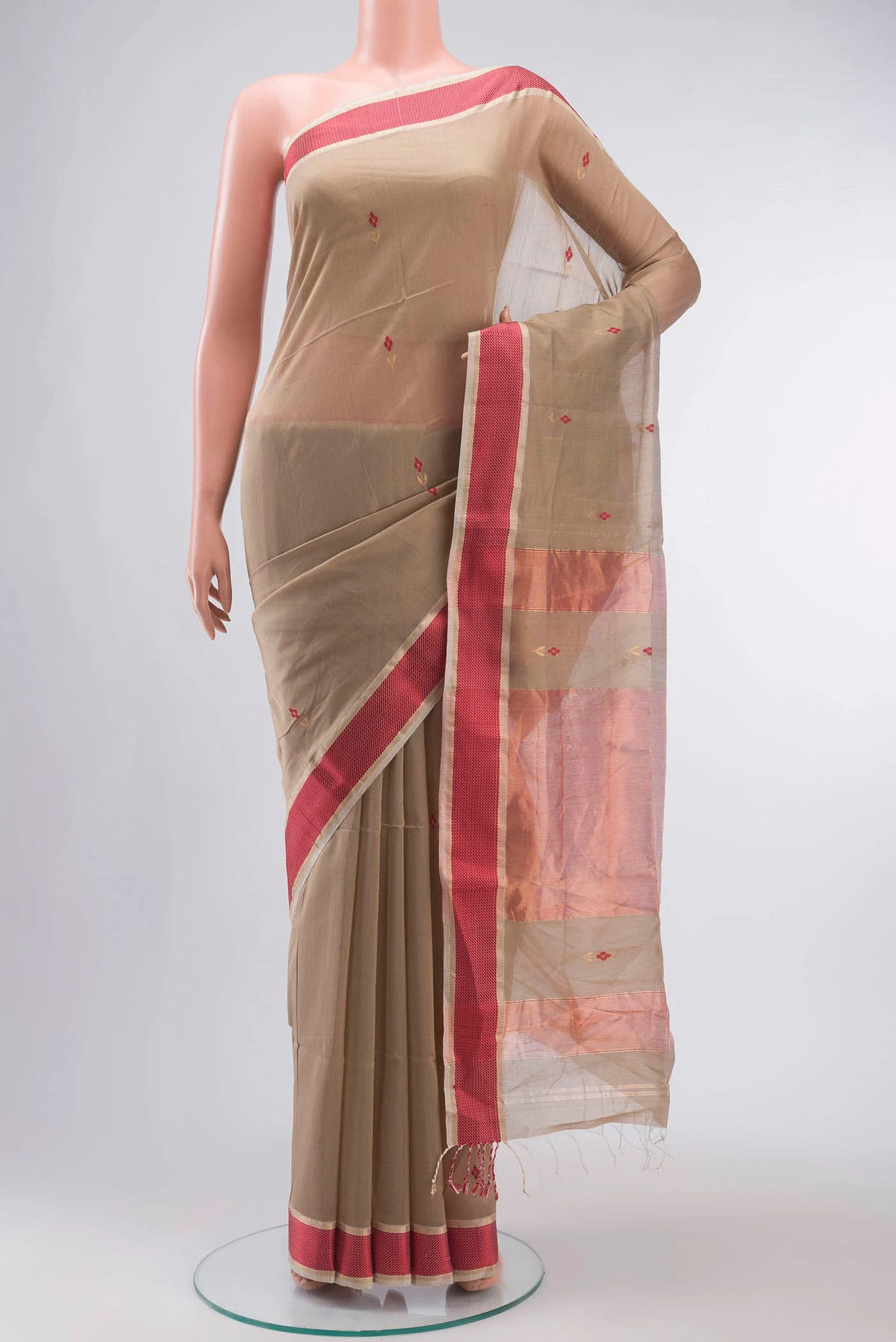 Green Maheshwari Silk Cotton Saree