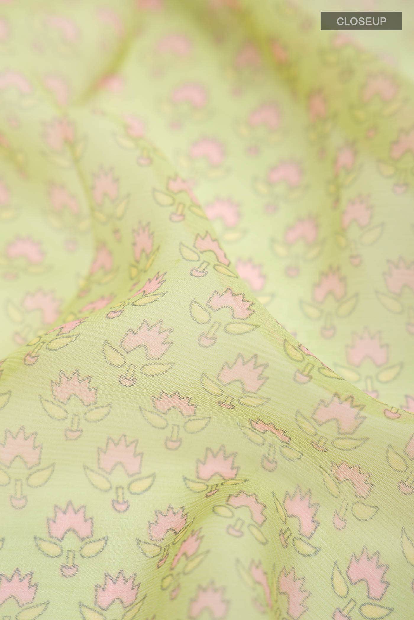 Green Mysore Chiffon Saree - Image 2
