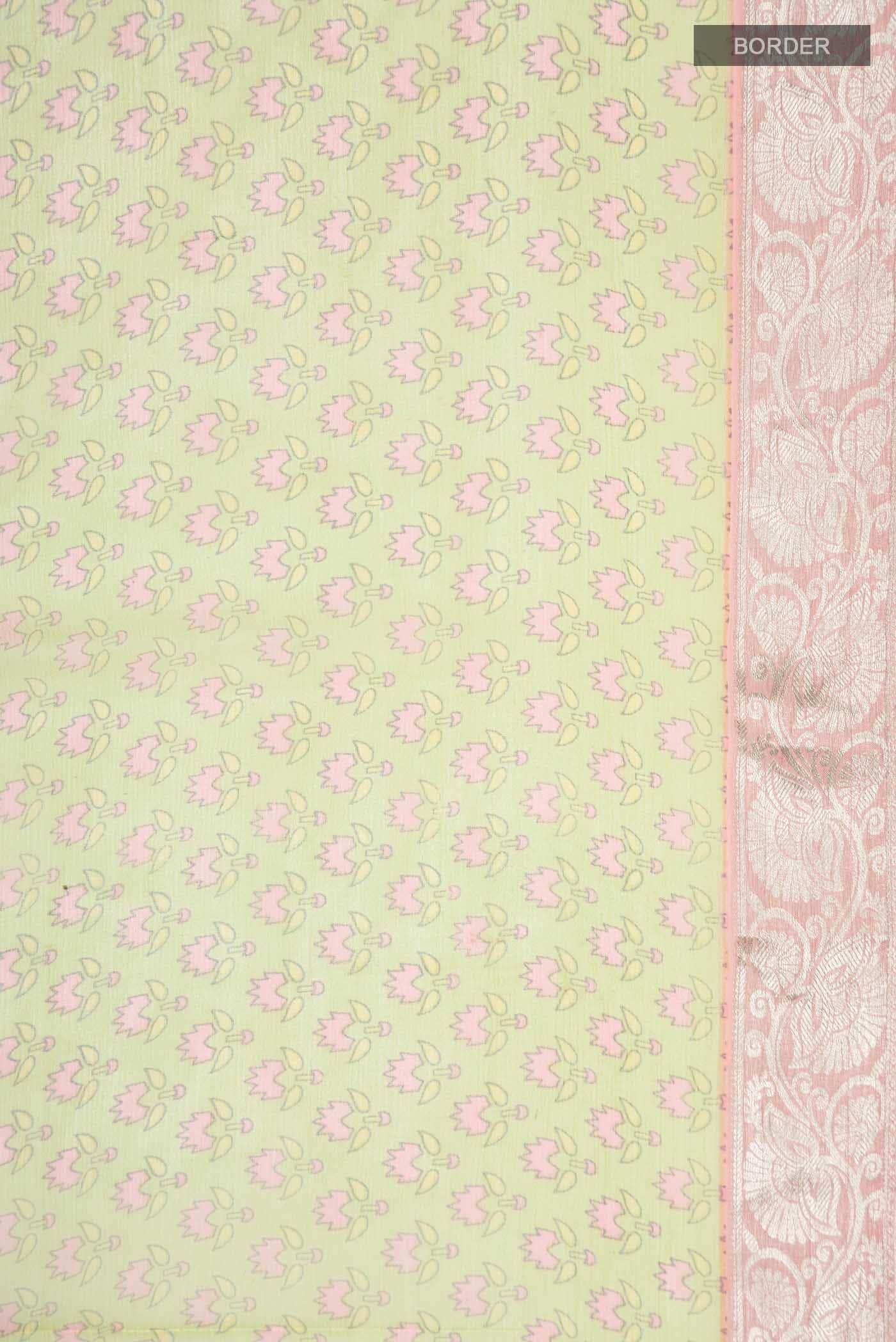 Green Mysore Chiffon Saree - Image 4