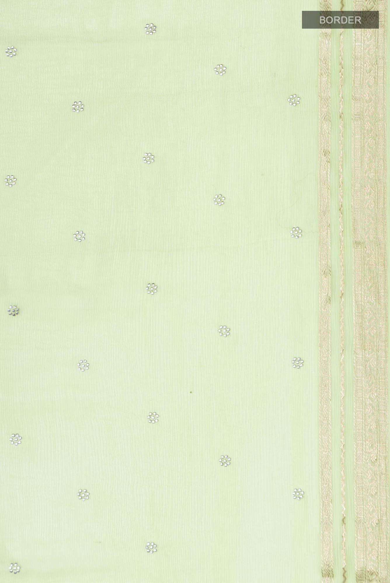 Green Mysore Chiffon Saree - Image 4