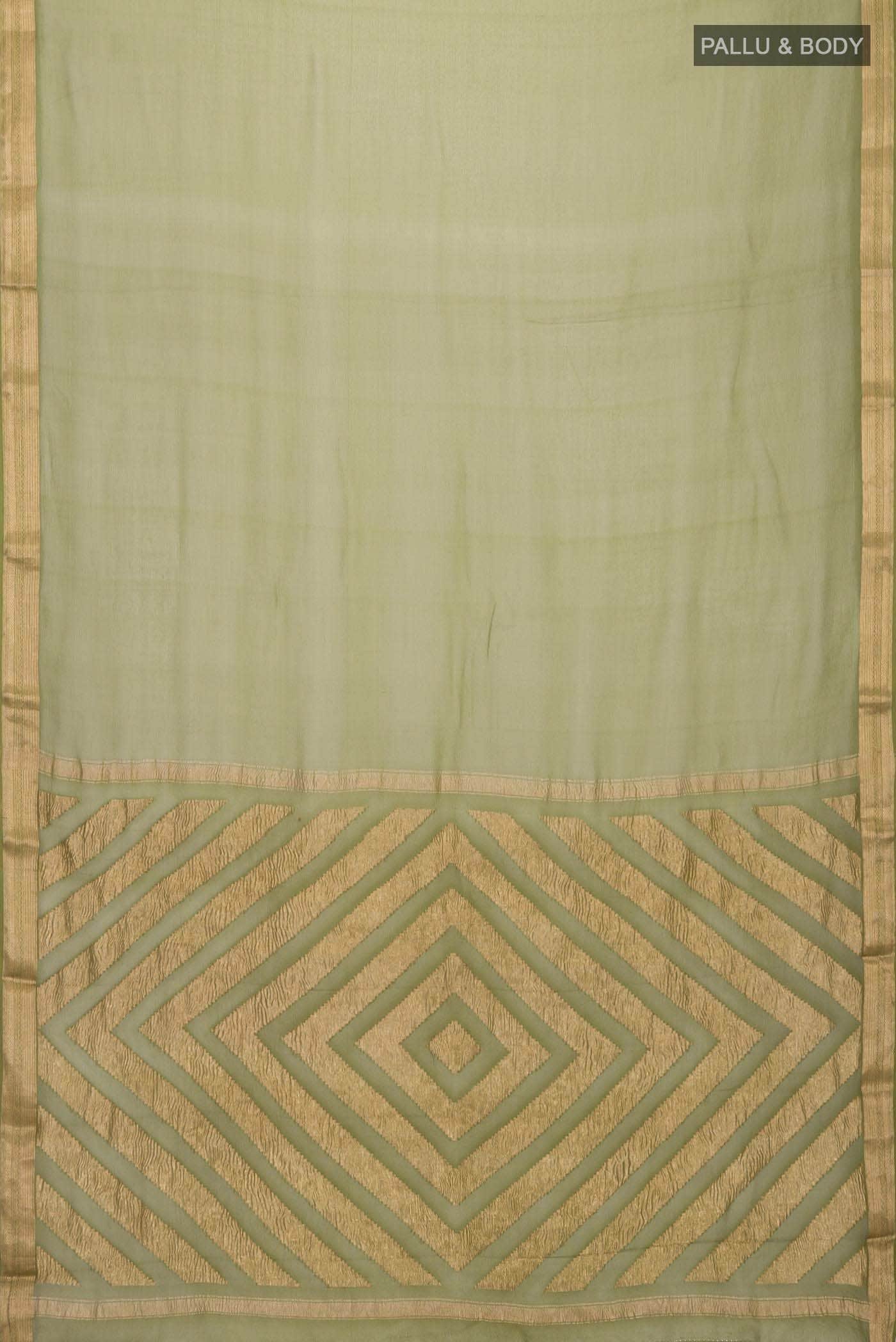 Green Mysore Chiffon Saree - Image 3