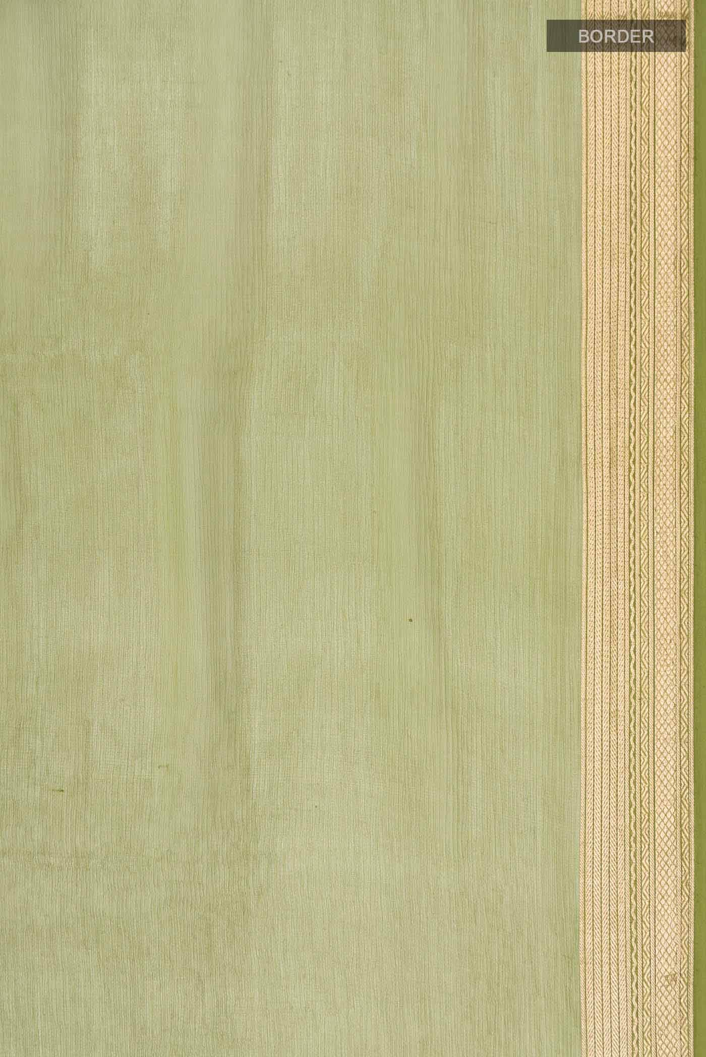 Green Mysore Chiffon Saree - Image 4
