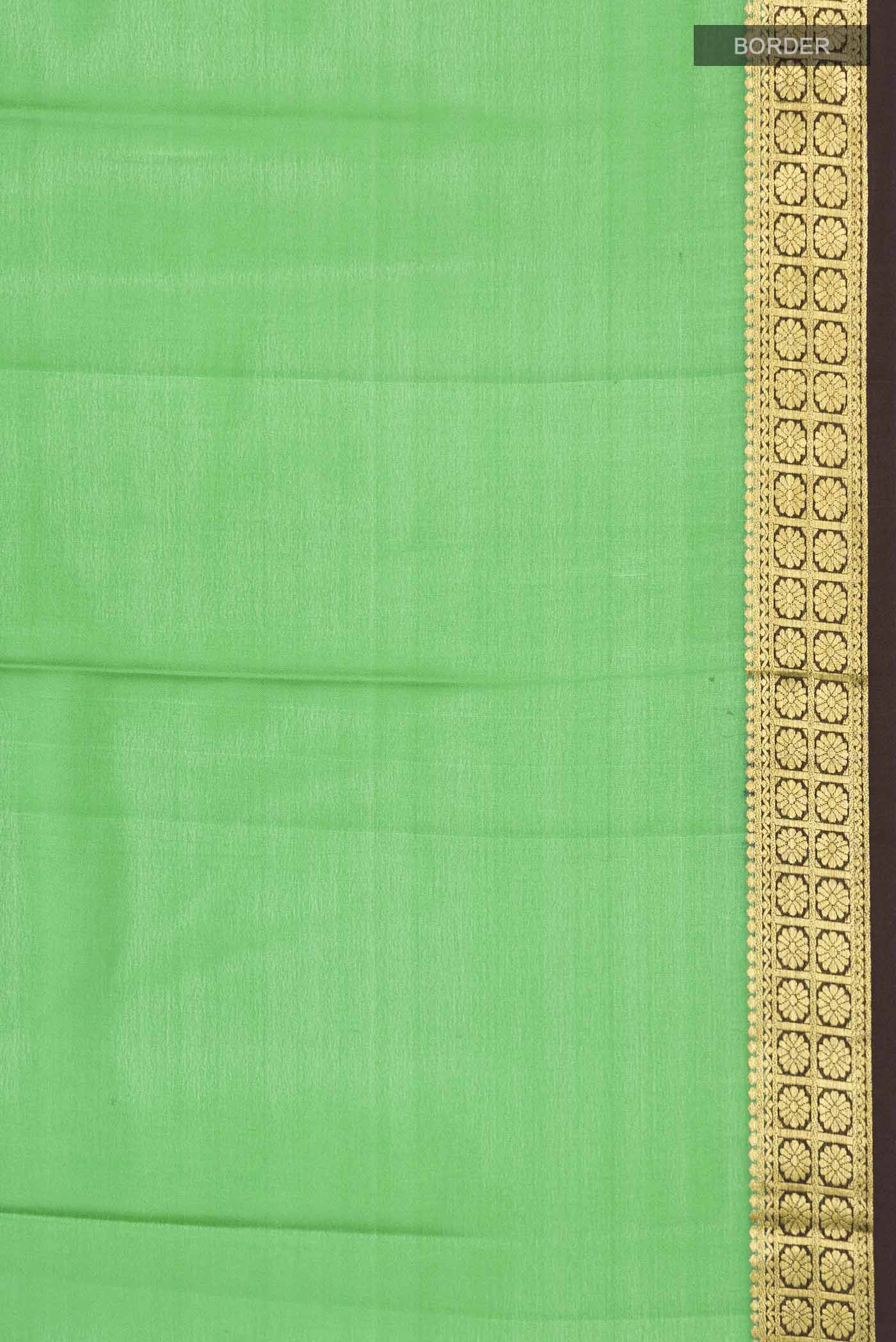 Green Mysore Crepe Saree - Image 3