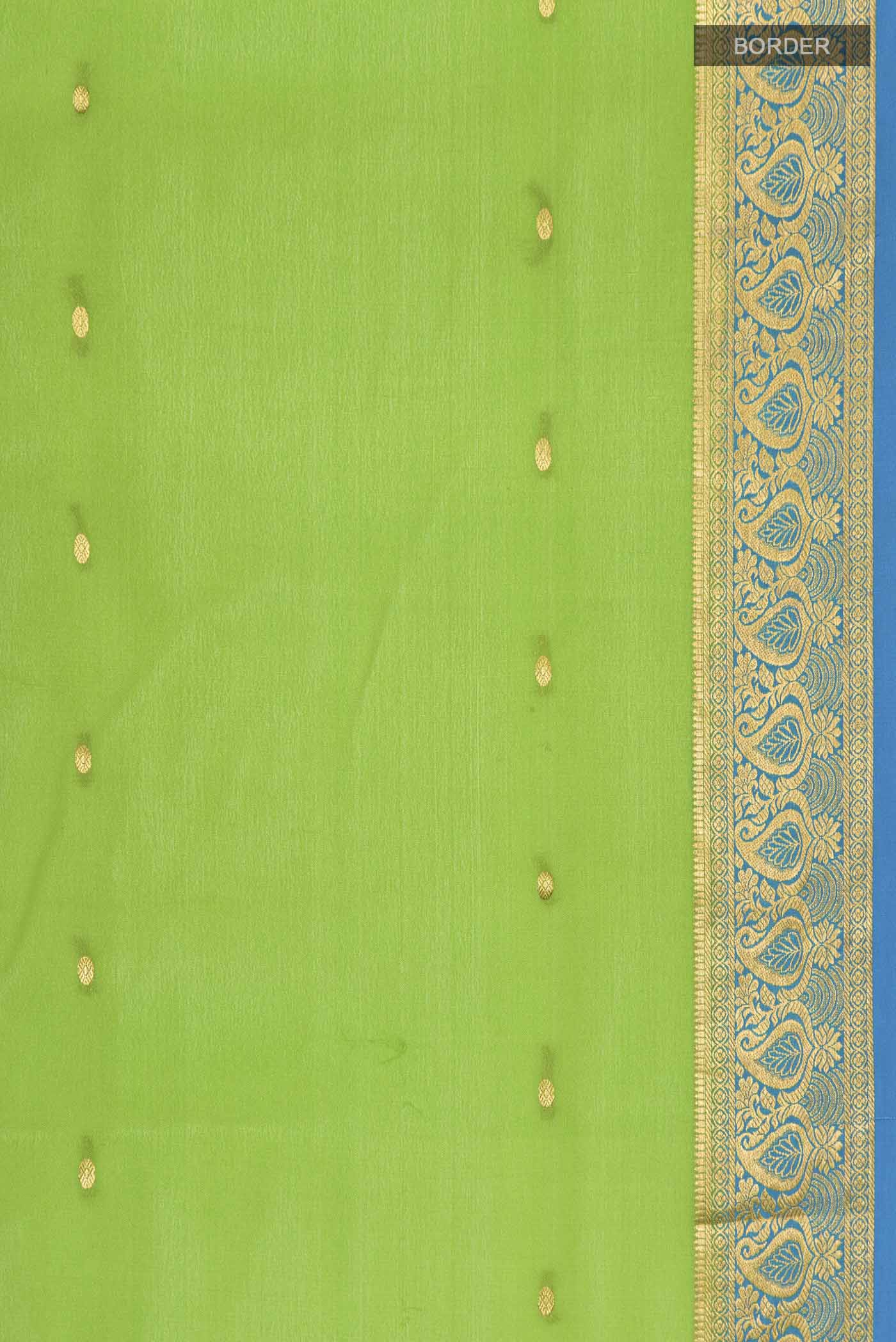 Green Mysore Crepe Saree - Image 3