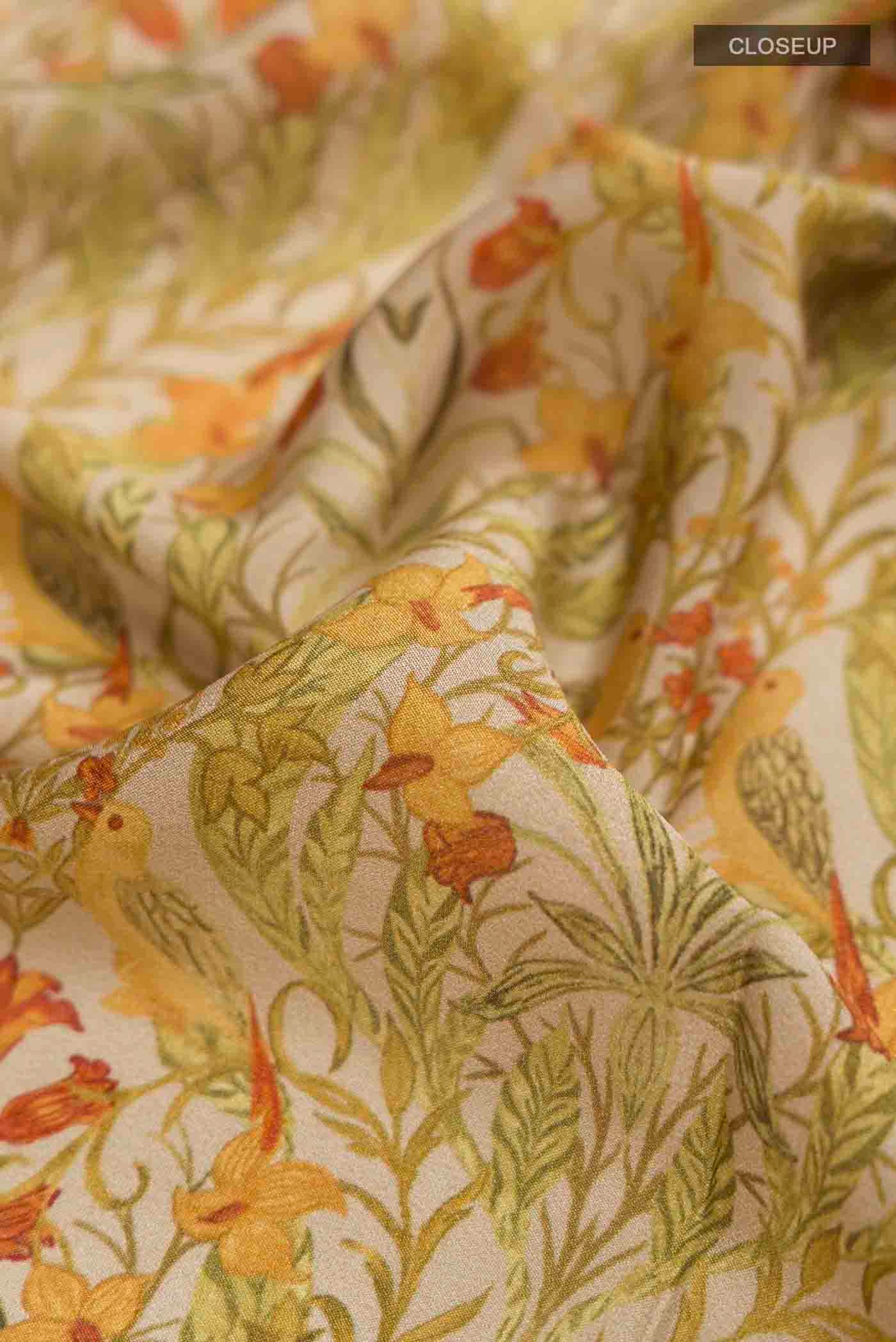 Green Mysore Crepe Saree - Image 2