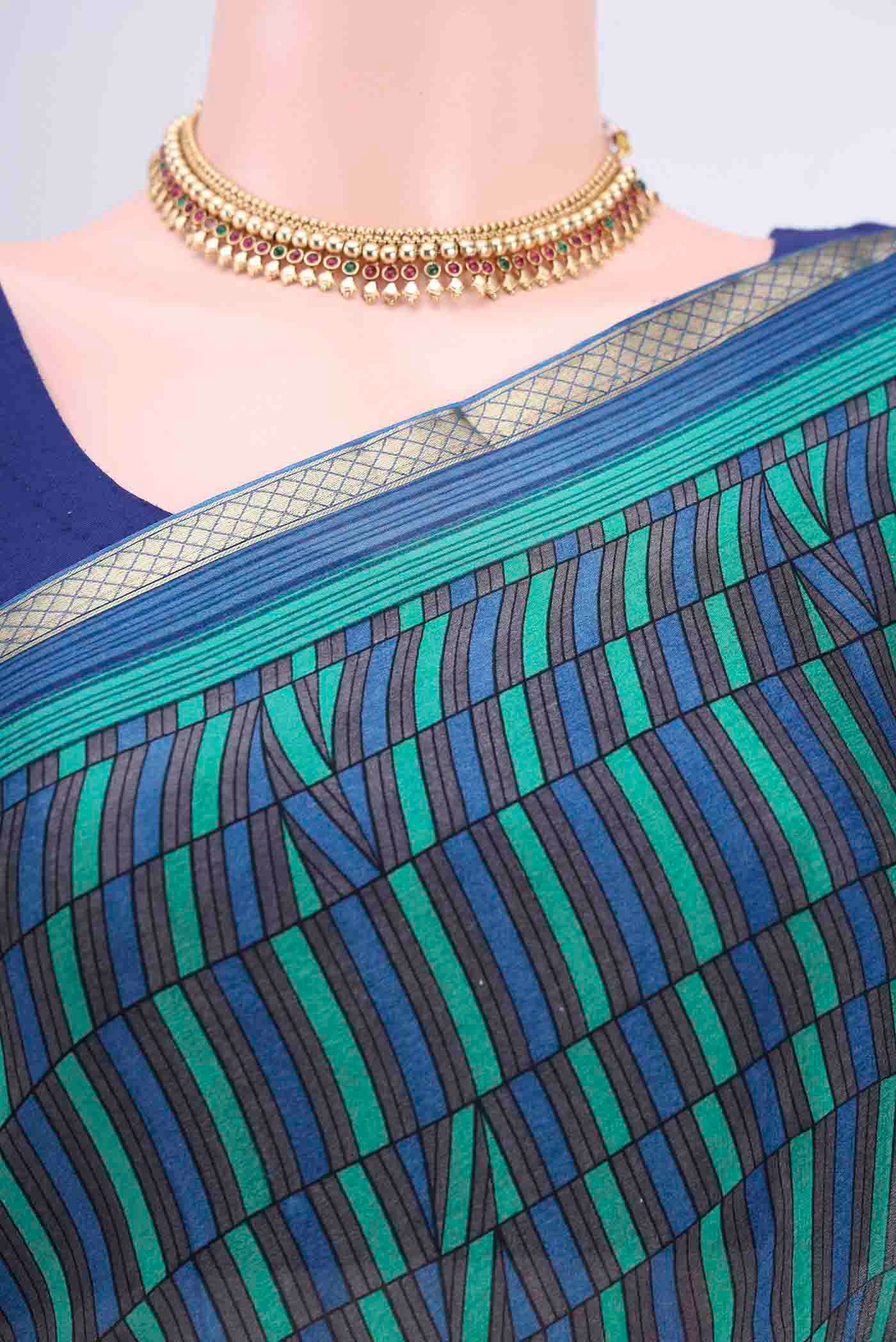 Multi Color Mysore Crepe Saree - Image 2