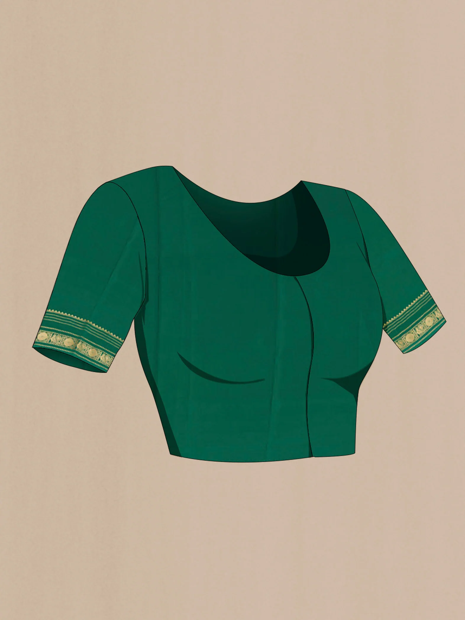 Bottle Green Mysore Crepe Saree - Image 2