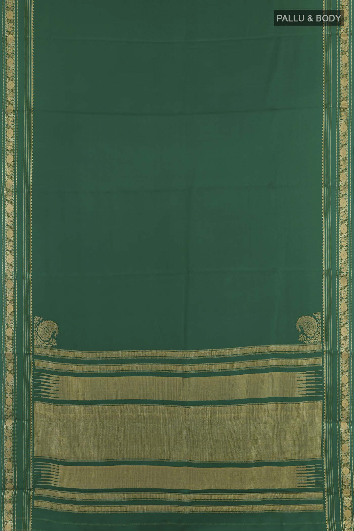 Bottle Green Mysore Crepe Saree - Image 3