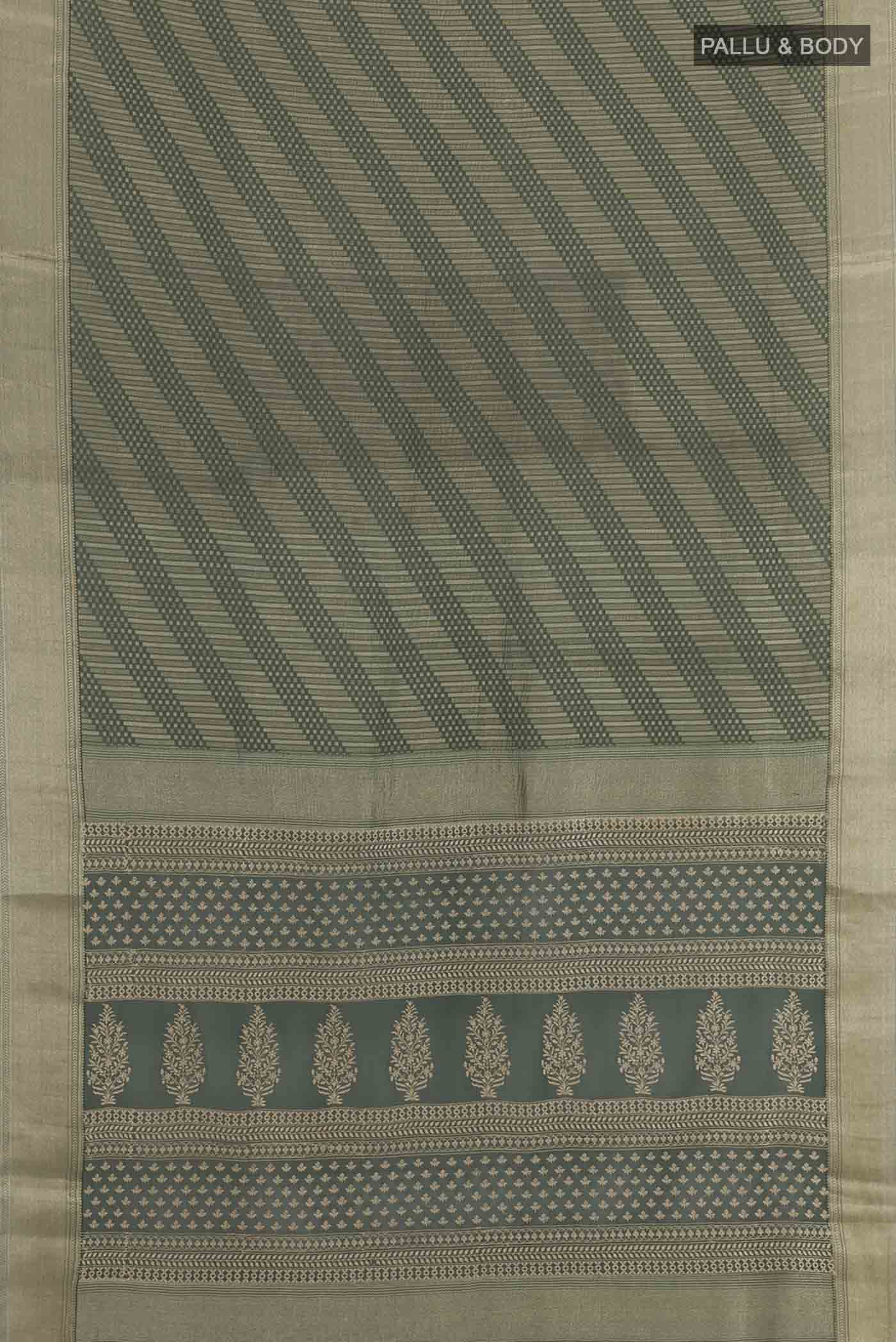 Bottle Green Mysore Crepe Saree - Image 3