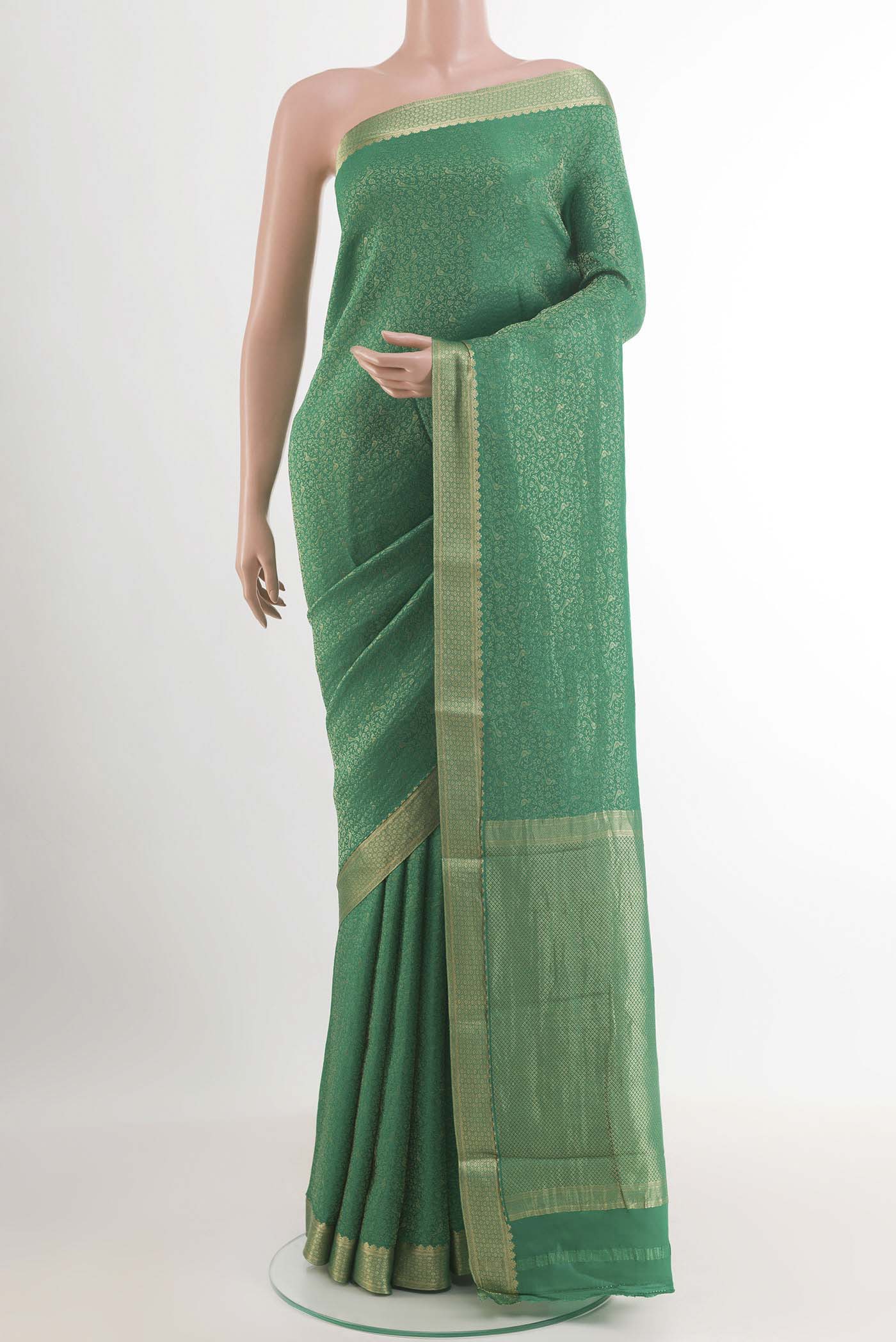 Green Mysore Crepe Saree