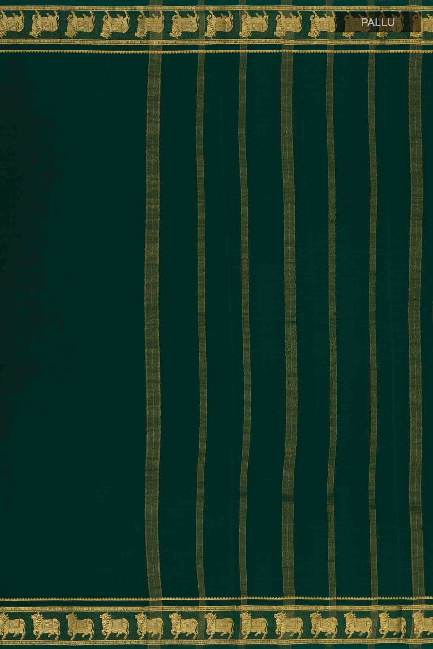 Bottle Green Mysore Crepe Saree - Image 6