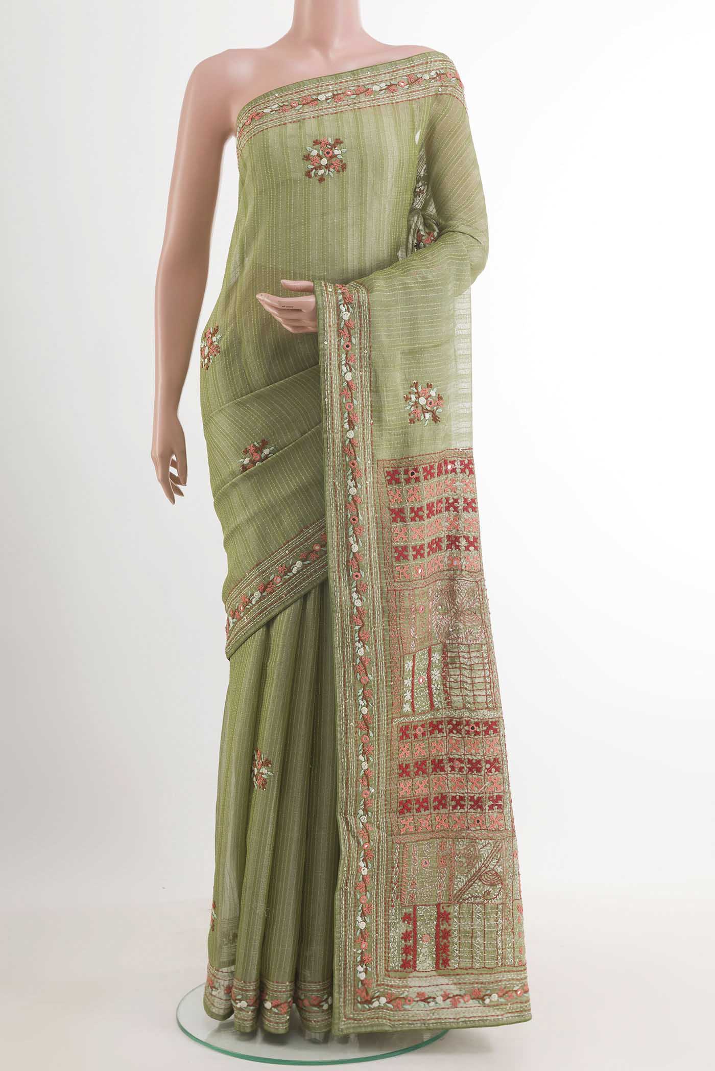 Sage Green Mysore Georgette Saree
