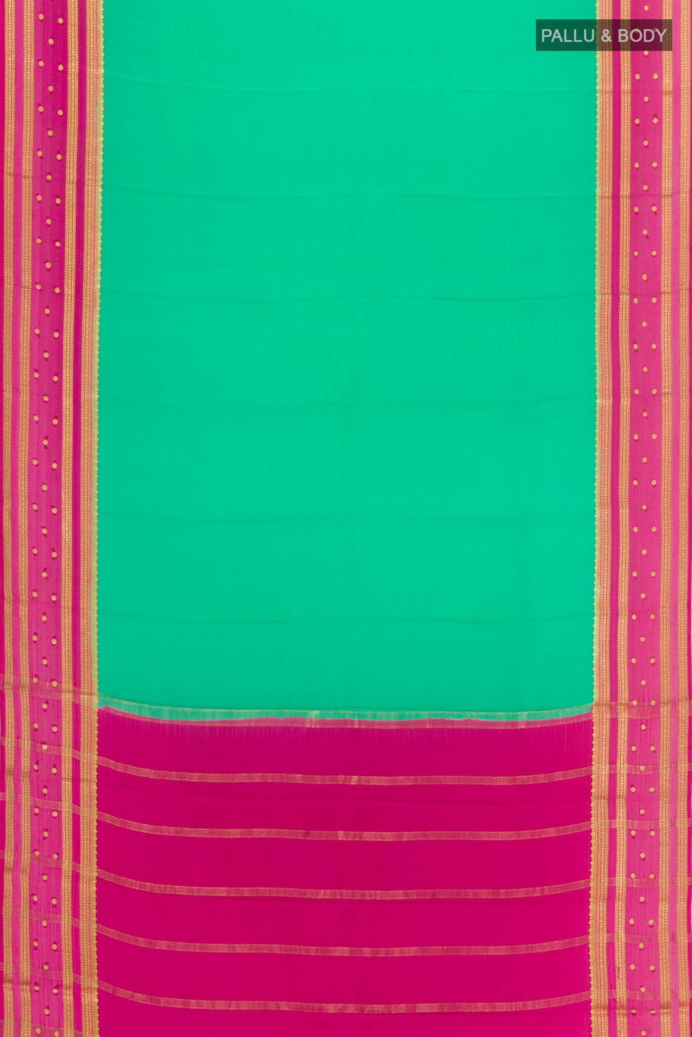 Green Mysore Crepe Saree - Image 4