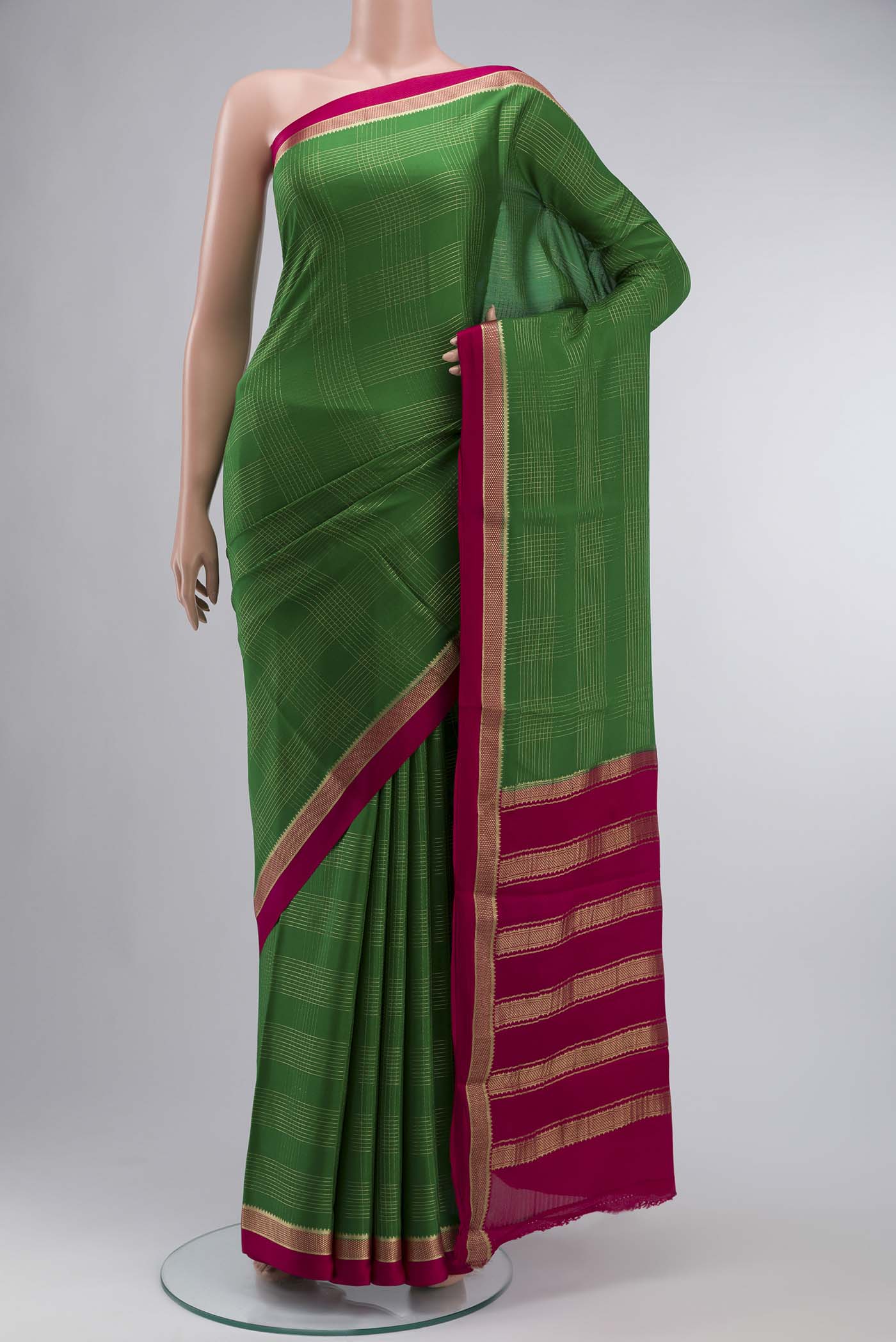 Green Mysore Crepe Saree