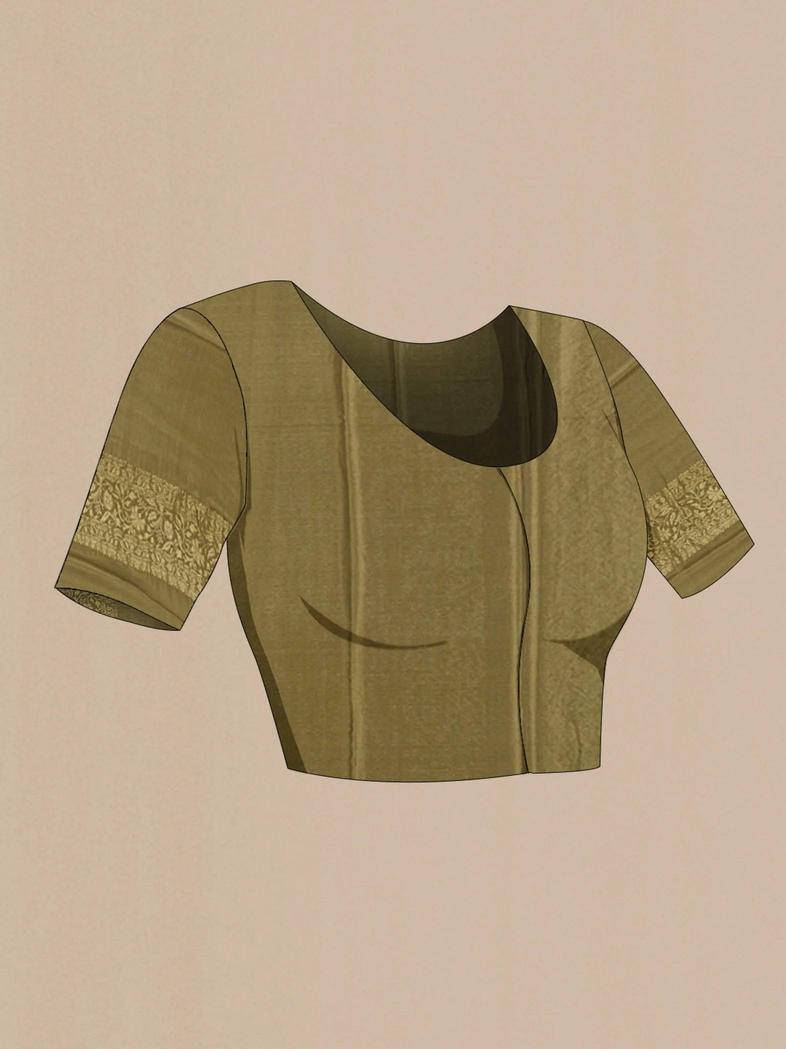 Green Mysore Crepe Saree - Image 5