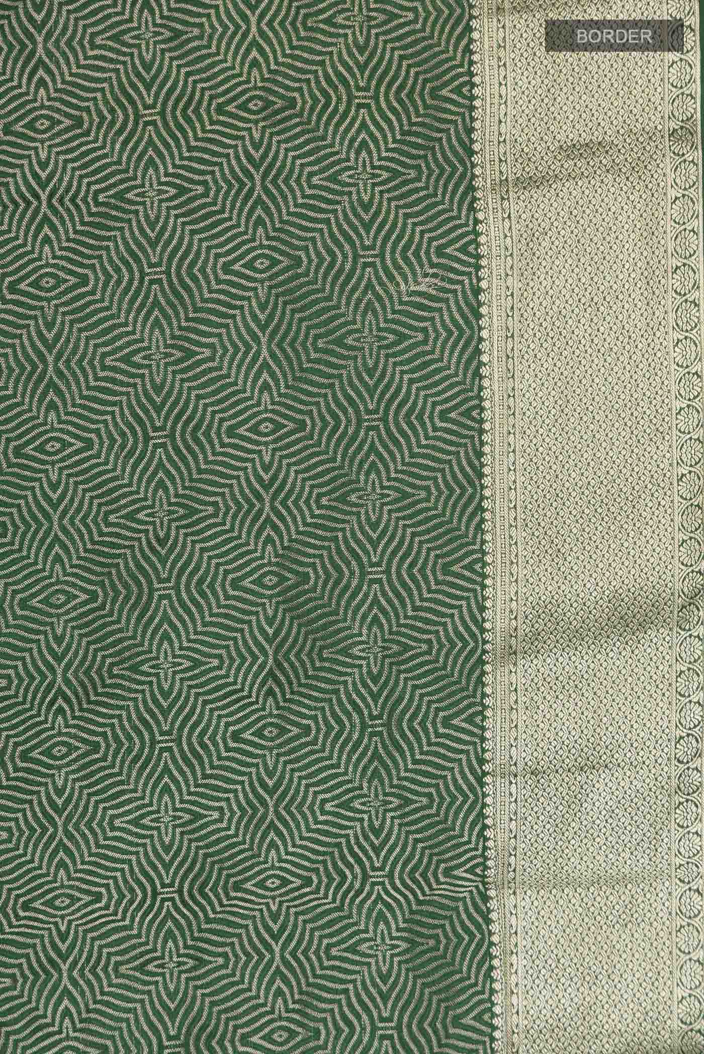 Green Mysore Crepe Saree - Image 3