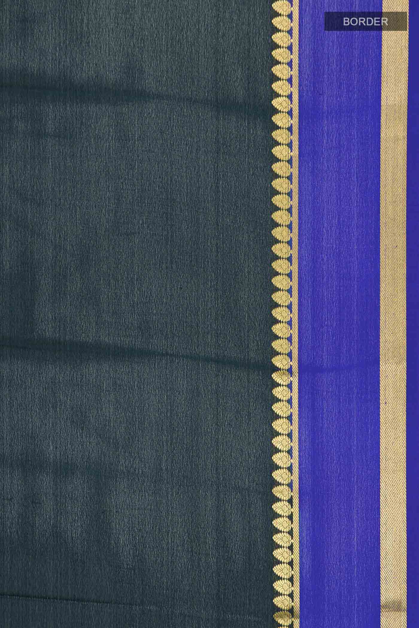 Green Mysore Crepe Saree - Image 3