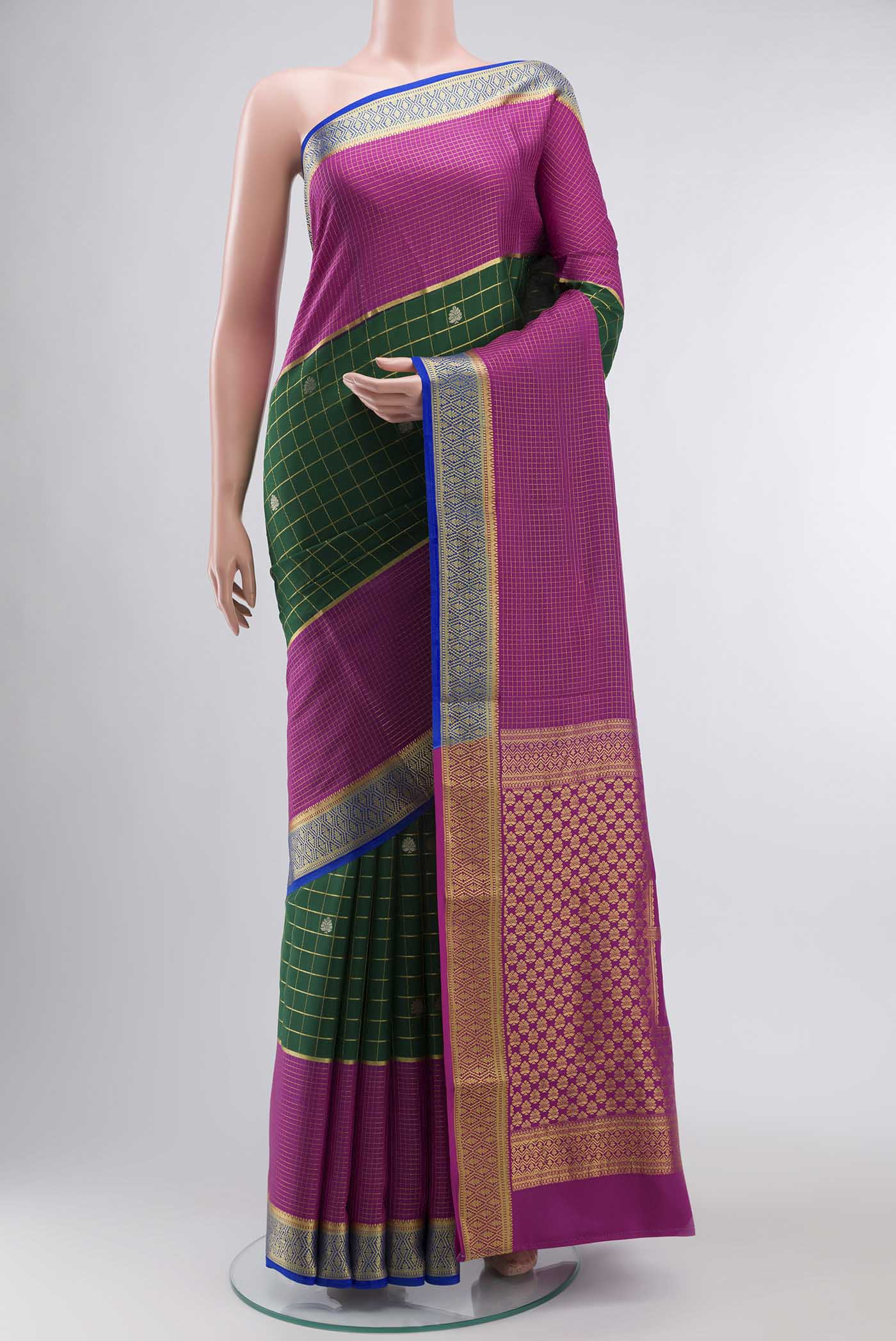 Green Mysore Crepe Saree