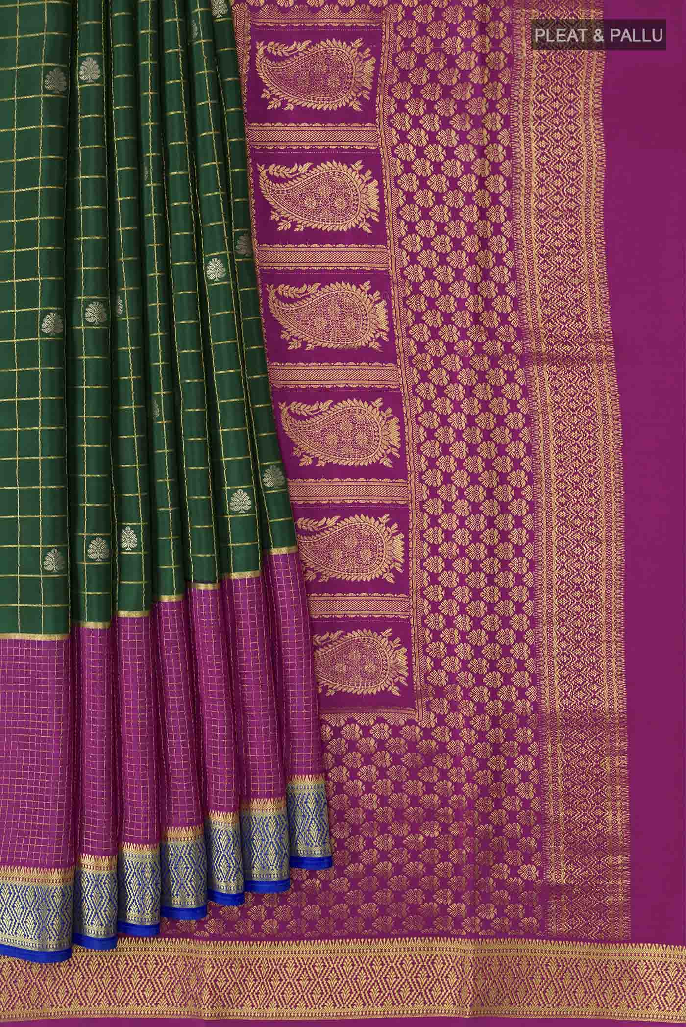 Green Mysore Crepe Saree - Image 4