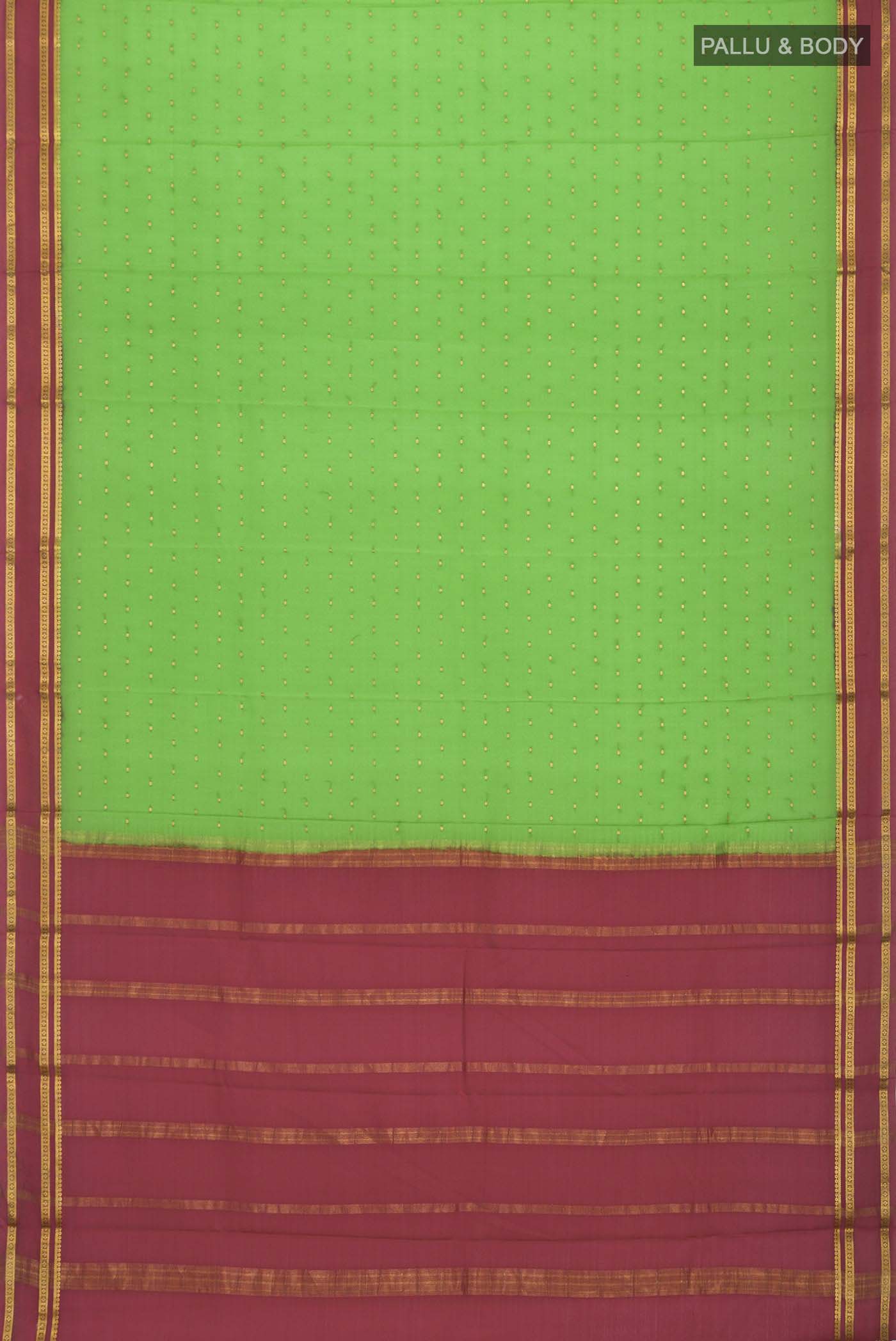 Green Mysore Crepe Saree - Image 5