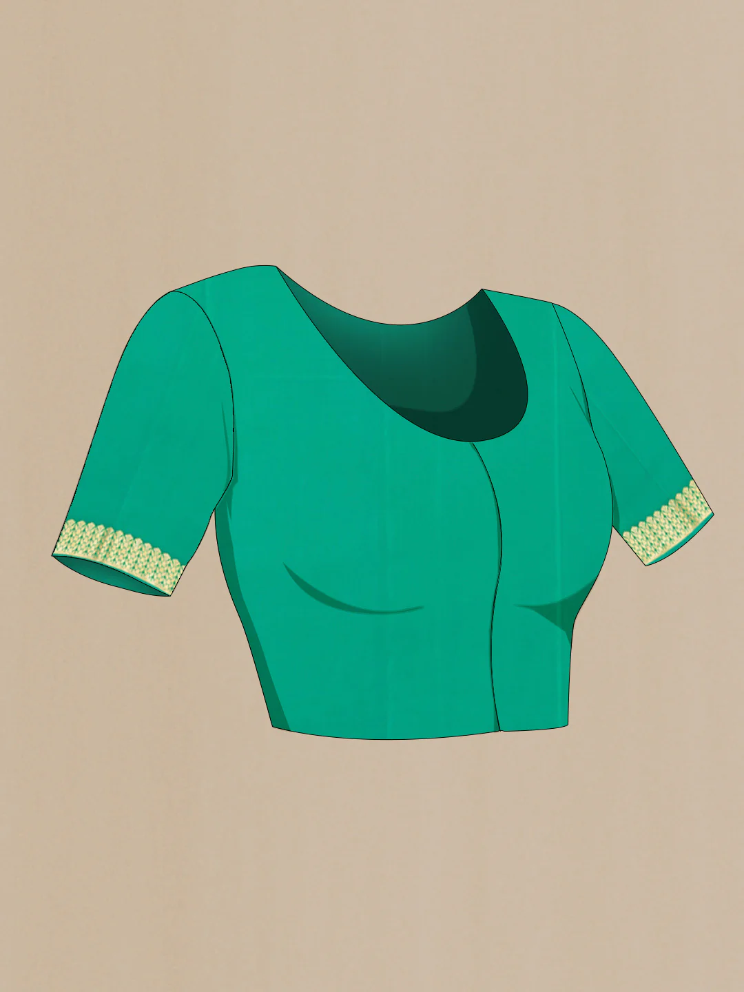 Green Mysore Crepe Saree - Image 4