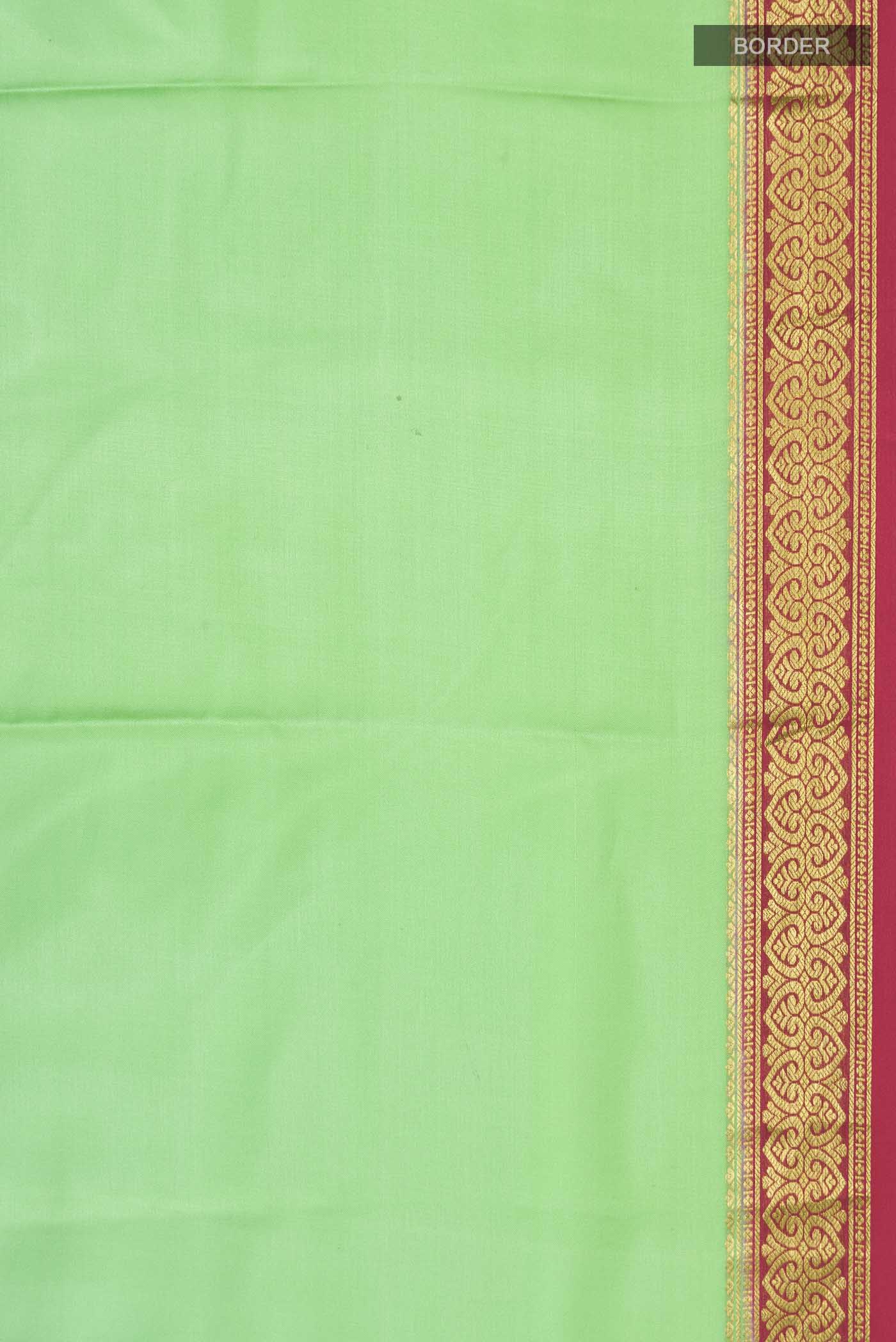 Green Mysore Crepe Saree - Image 3