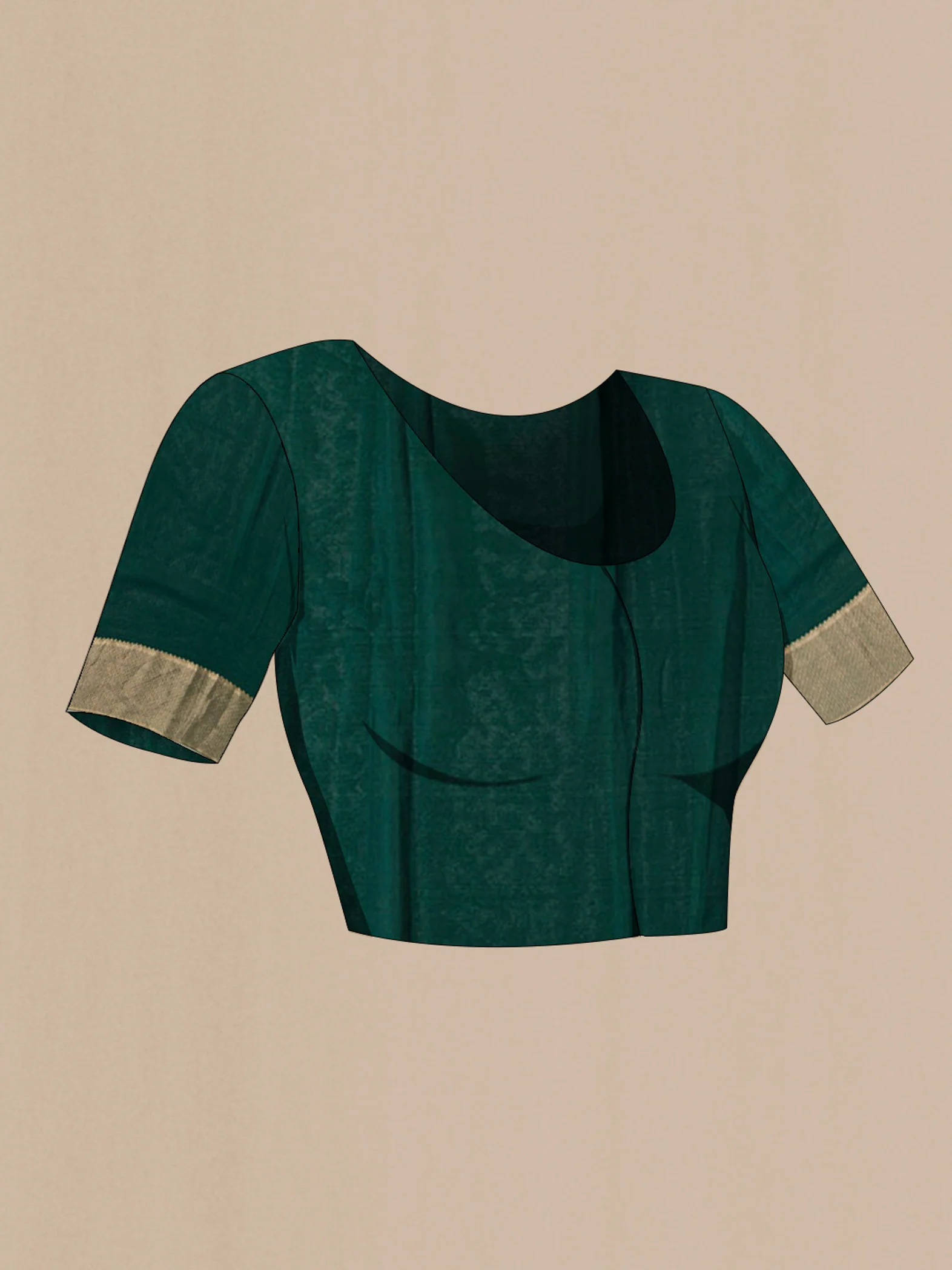 Green Mysore Crepe Saree - Image 4