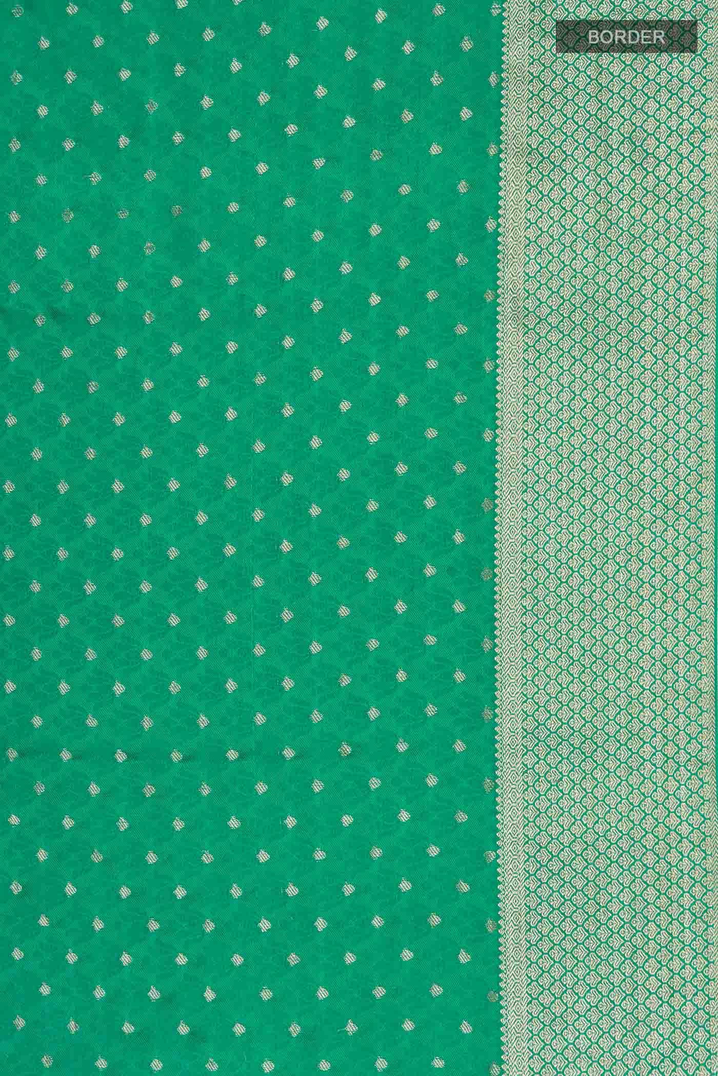 Green Mysore Crepe Saree - Image 4