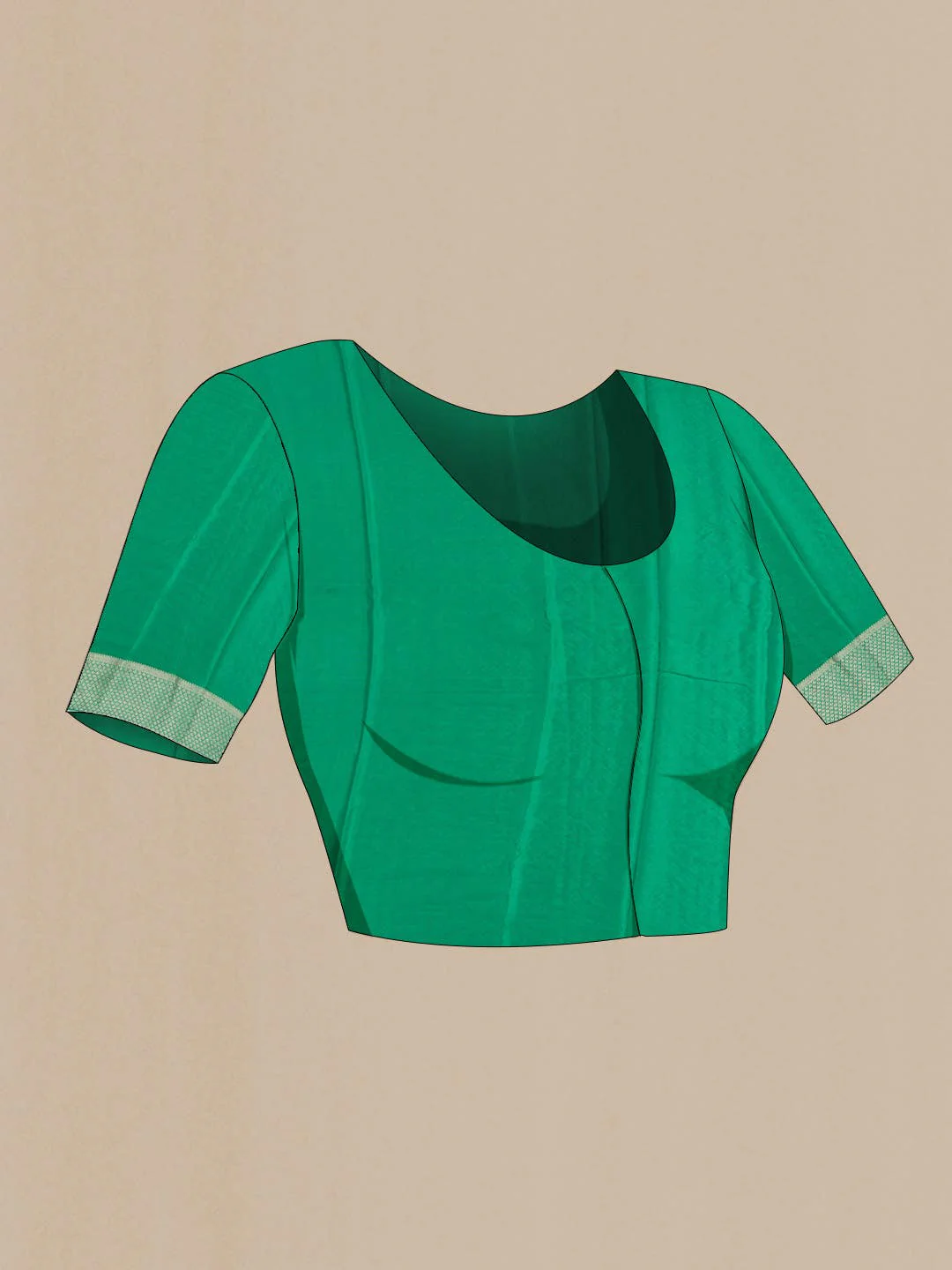 Green Mysore Crepe Saree - Image 5