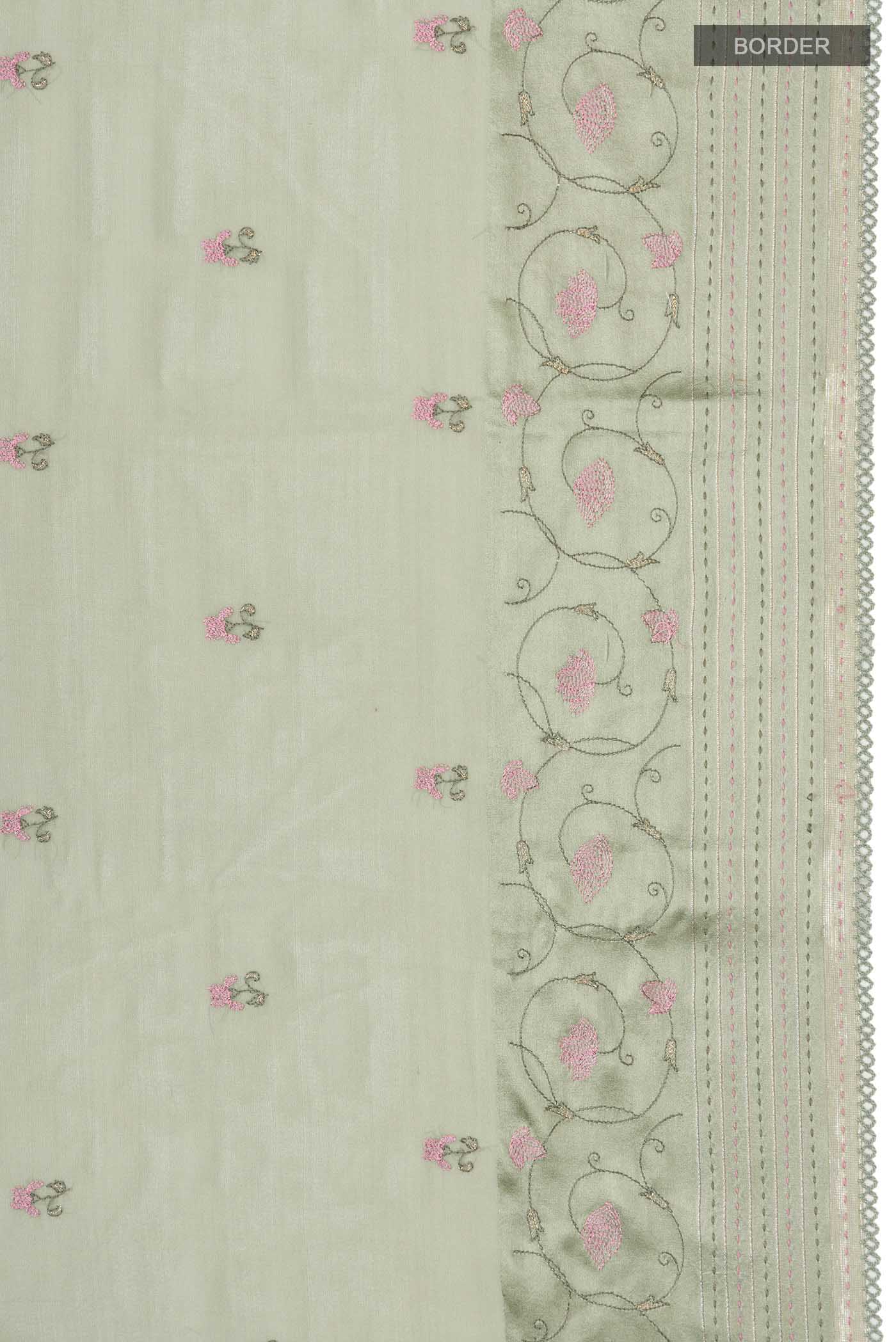 Green Mysore Georgette Saree - Image 3