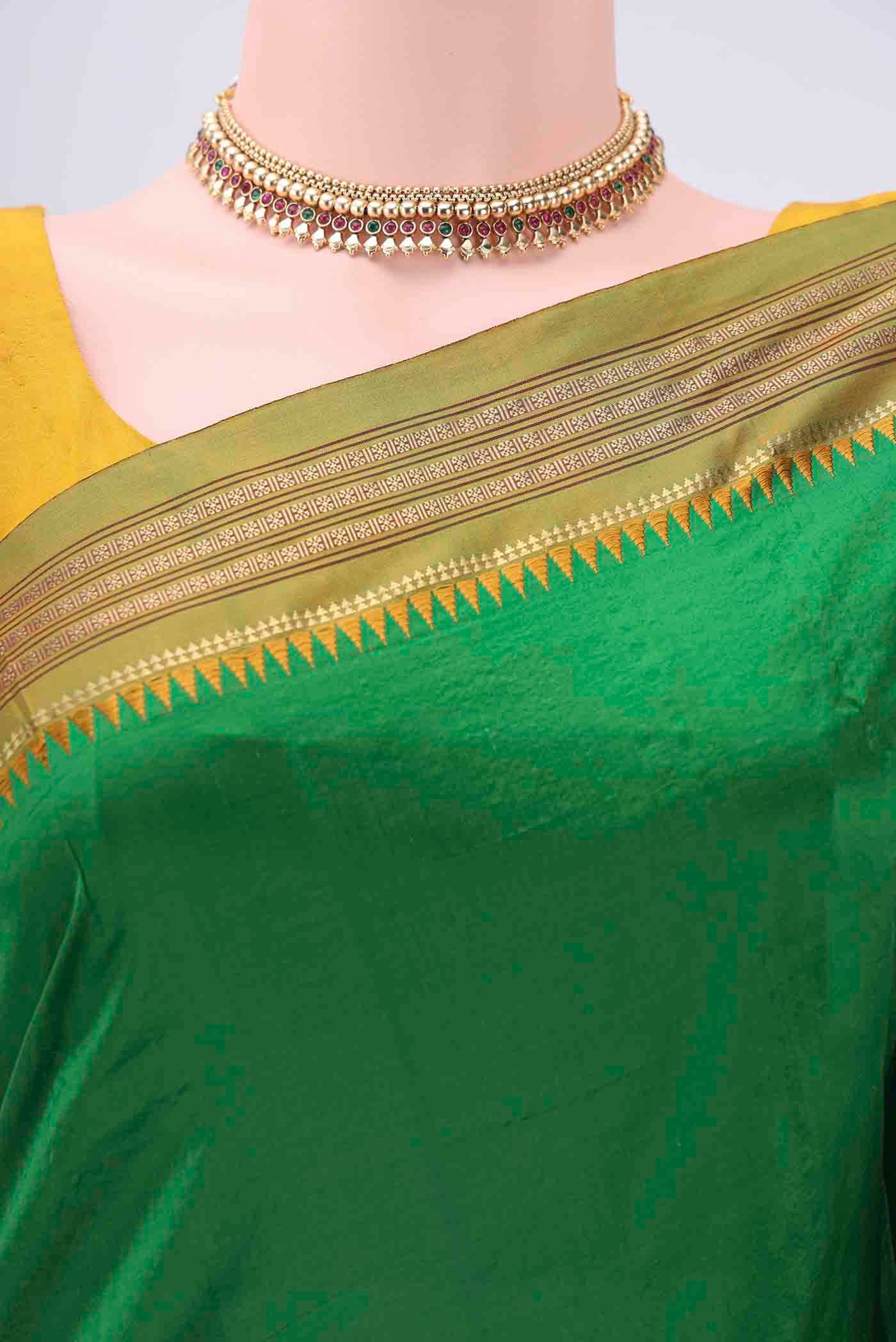 Green Narayanpet Silk Saree - Image 2