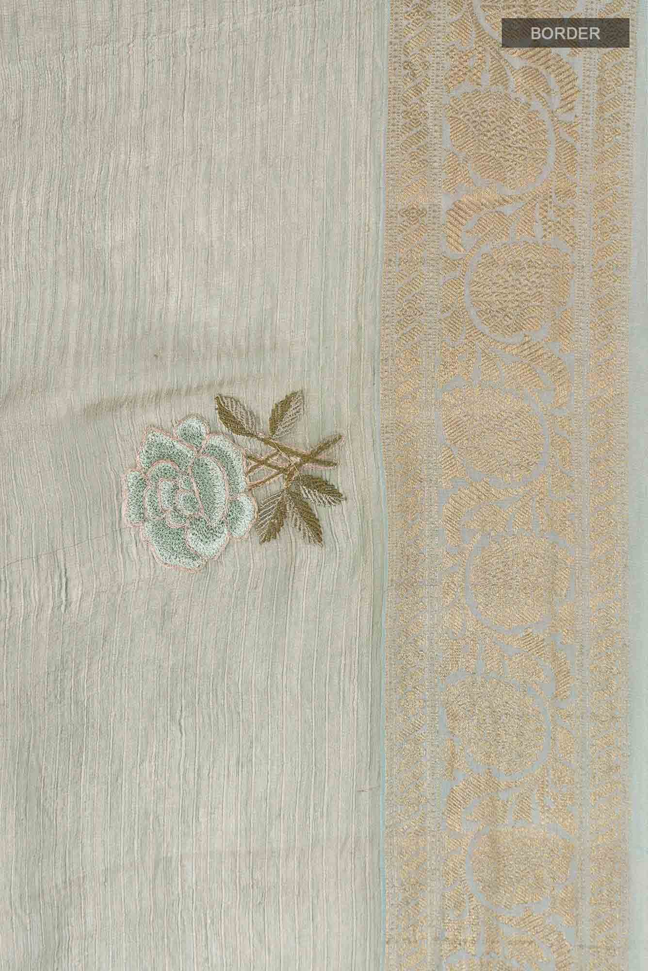 Green Organza Silk Saree - Image 4