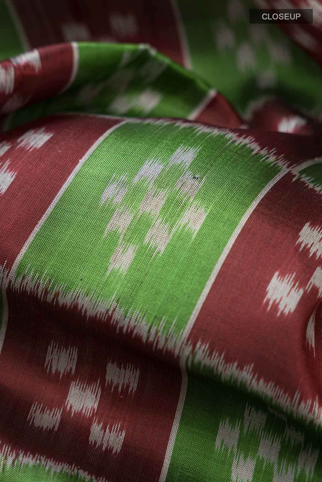 Green Orissa Silk Saree - Image 3
