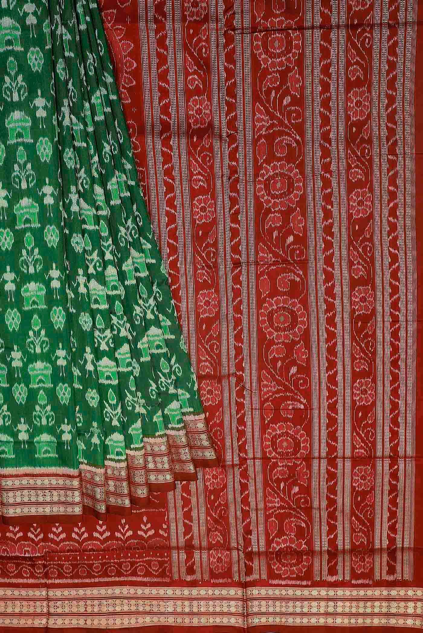 Green Orissa Silk Saree - Image 2