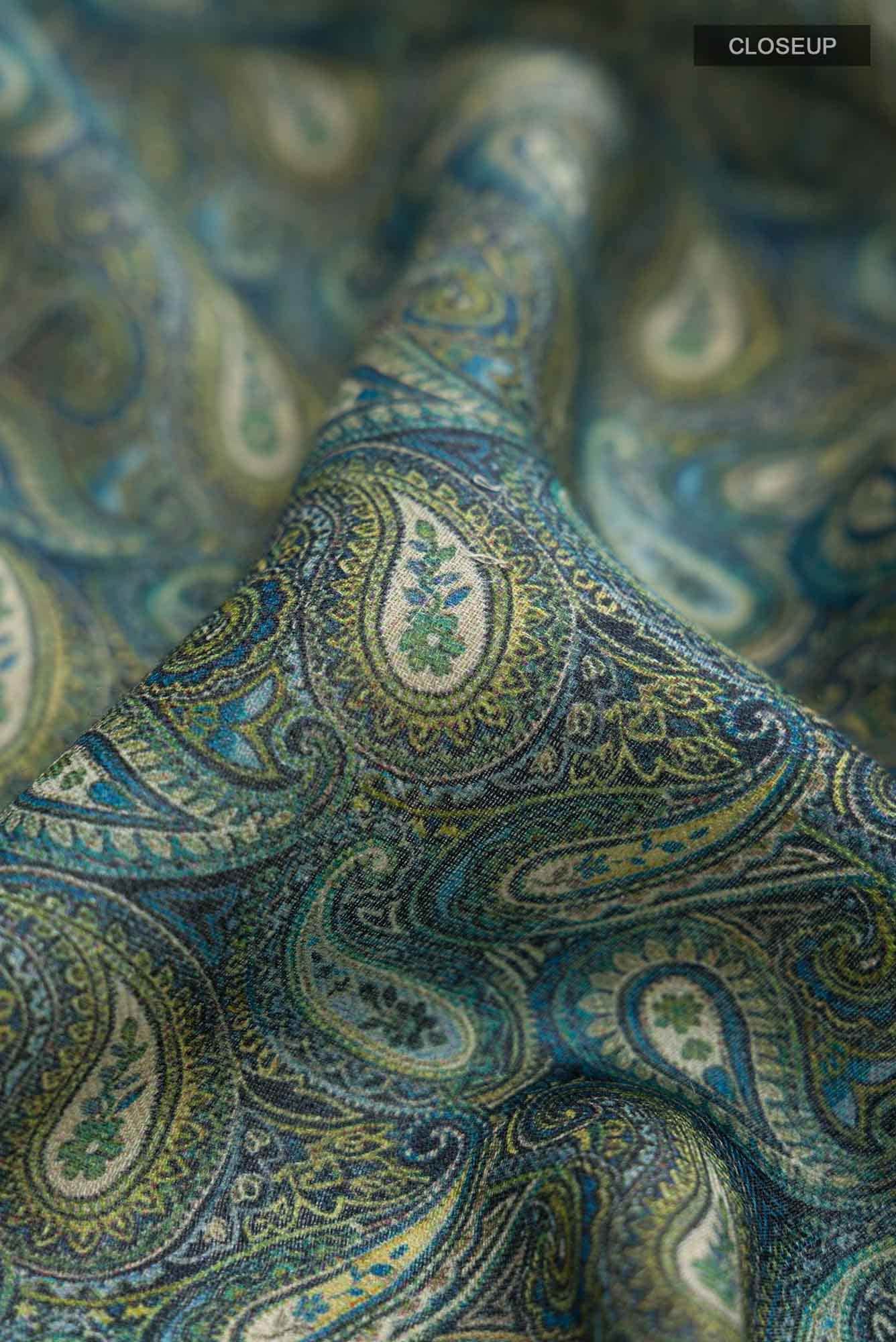 Green Pashmina Silk Saree - Image 2