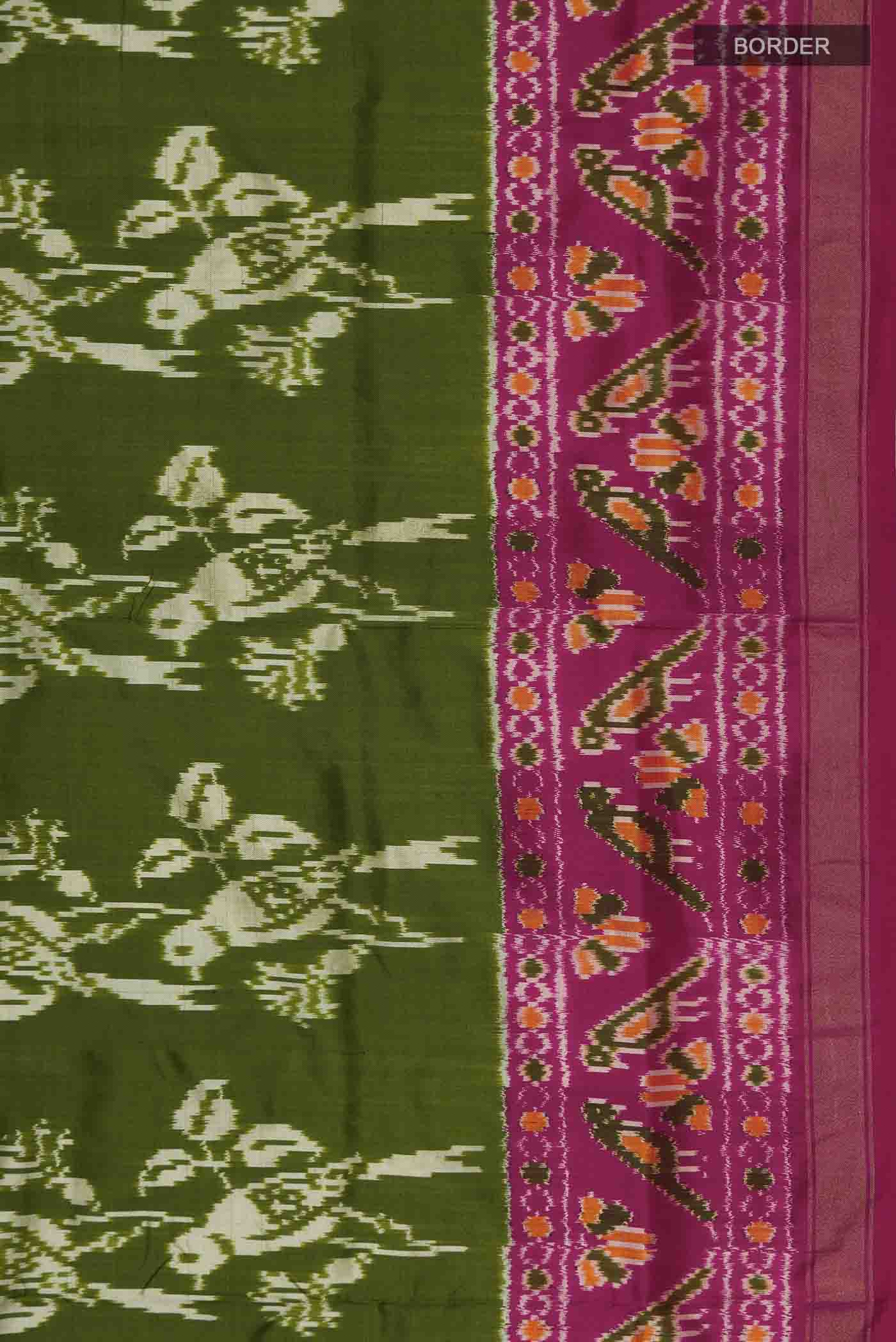 Green Pochampally Silk Saree - Image 3