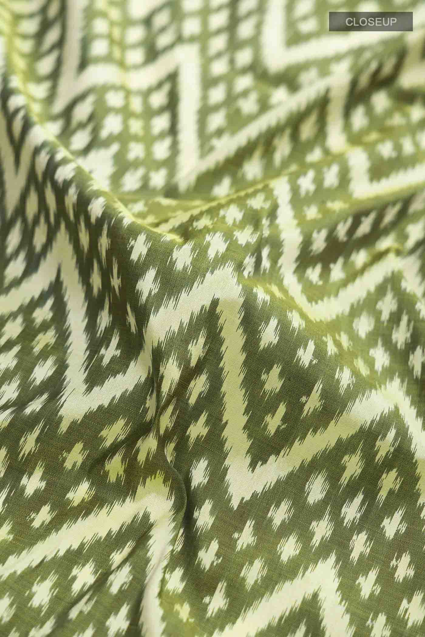 Green Pochampally Silk Saree - Image 2