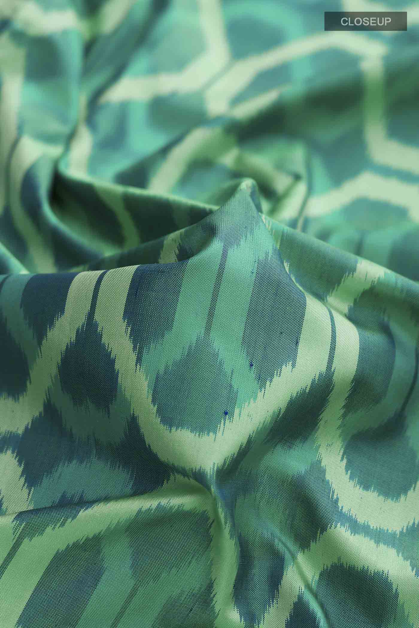 Green Pochampally Silk Saree - Image 2