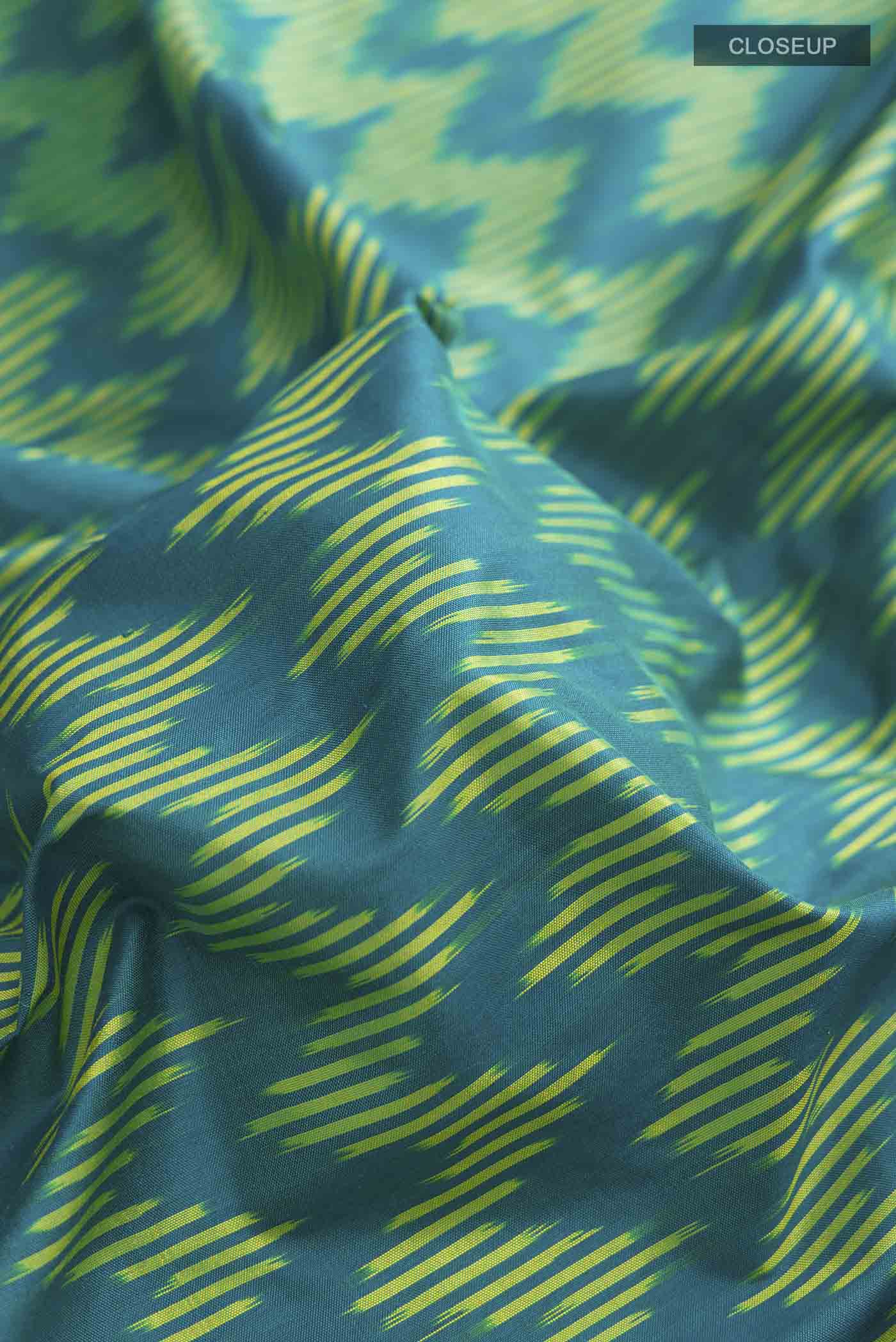 Green Pochampally Silk Saree - Image 2