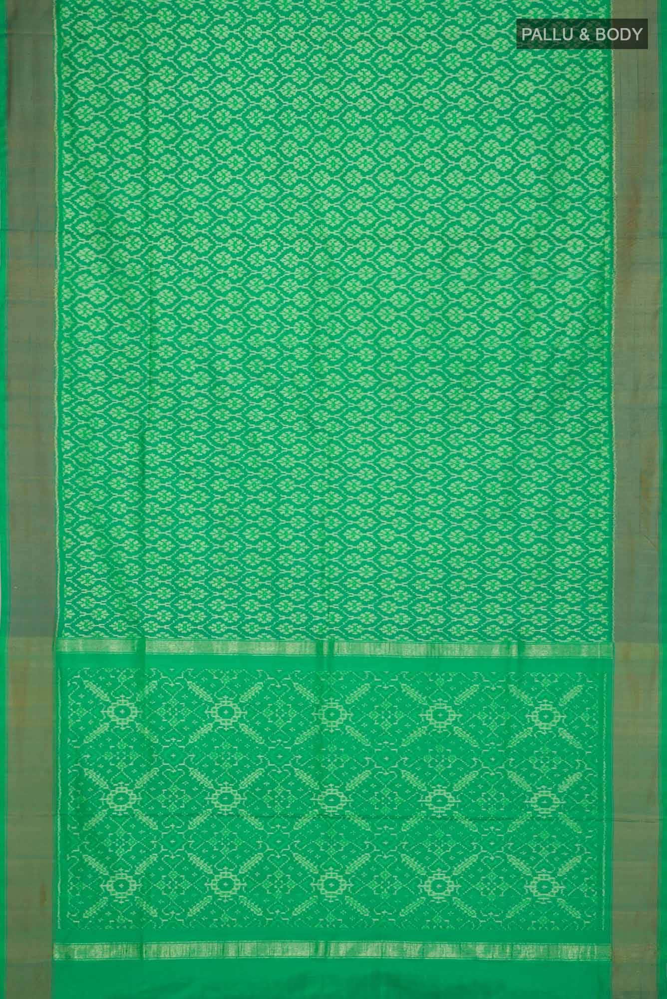 Green Pochampally Silk Saree - Image 10