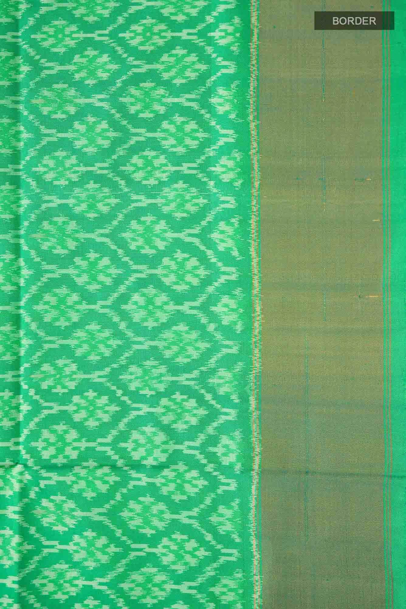 Green Pochampally Silk Saree - Image 11