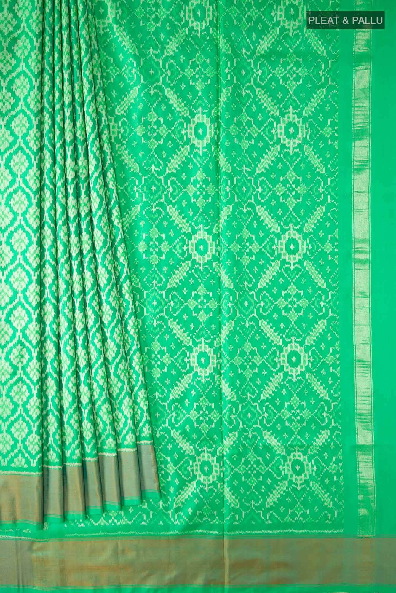 Green Pochampally Silk Saree - Image 2
