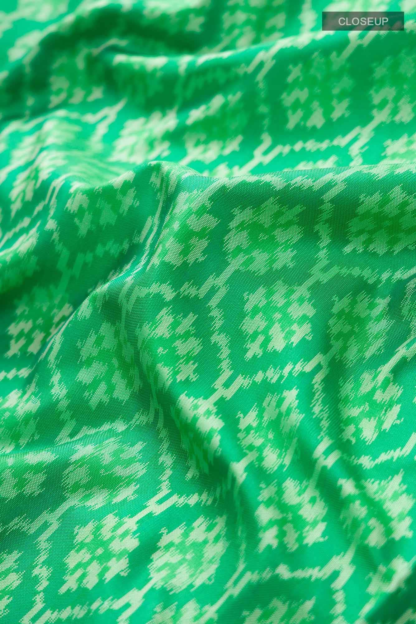 Green Pochampally Silk Saree - Image 9