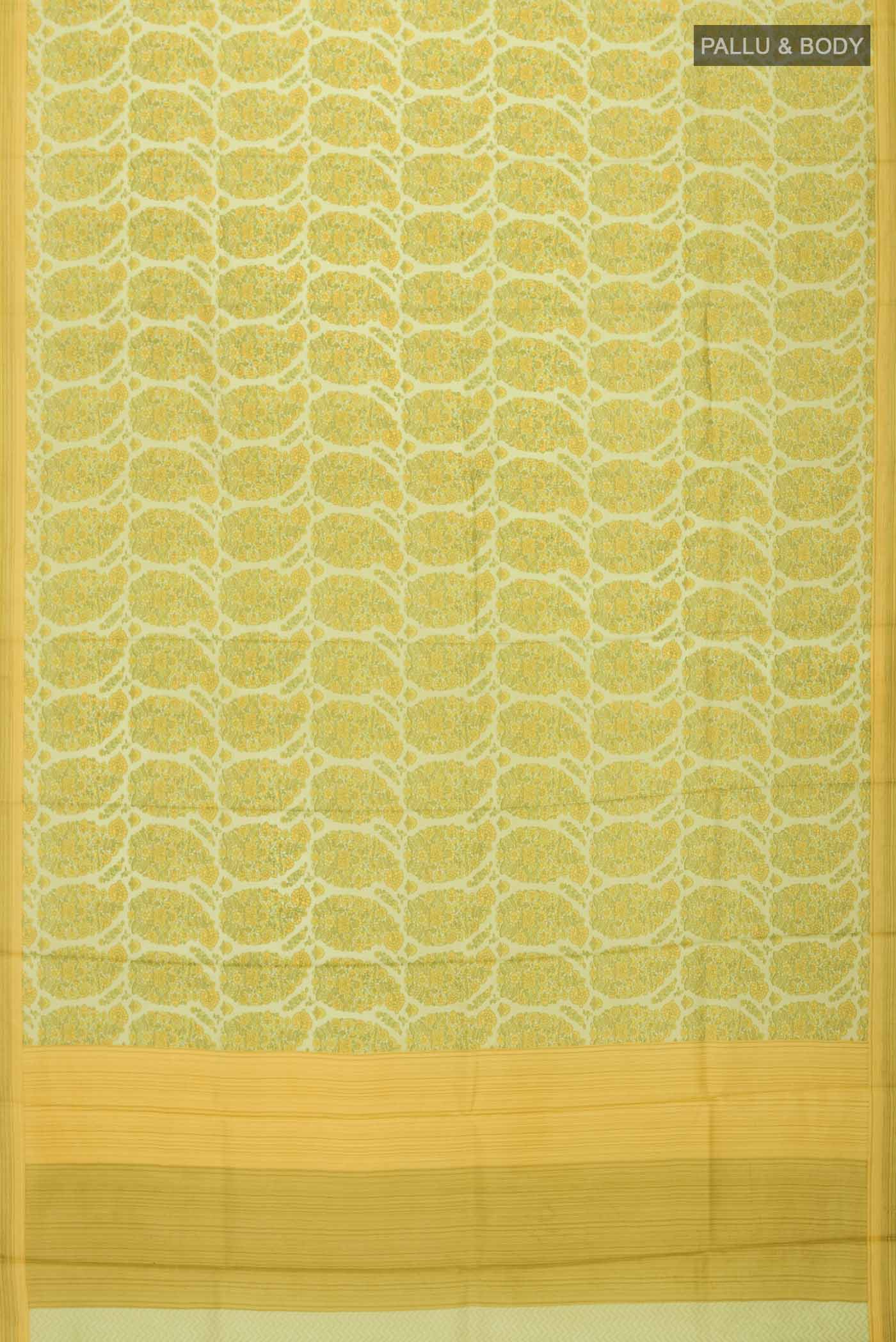 Green Printed Silk Saree - Image 5