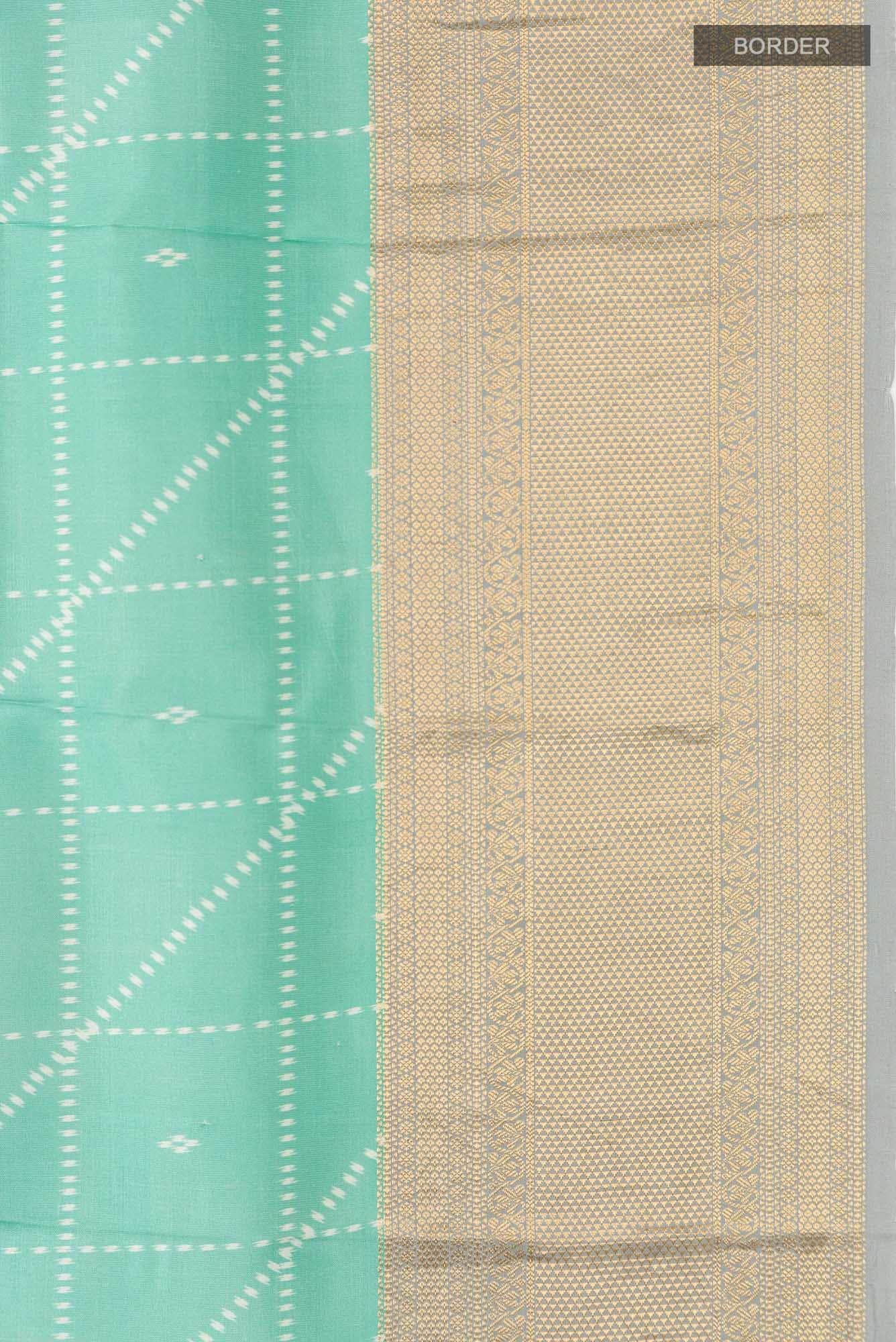 Green Printed Silk Saree - Image 5