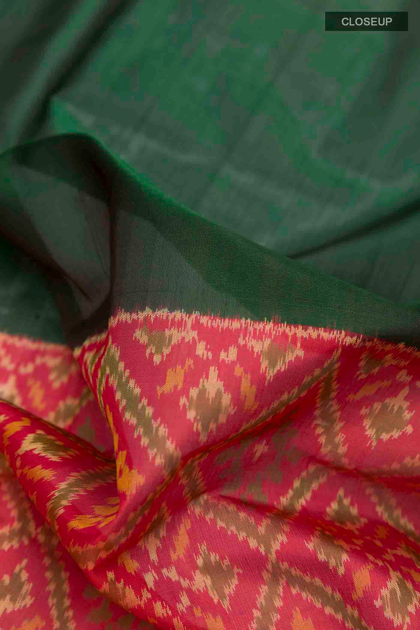 Green Rajkot Patola Silk Saree - Image 2