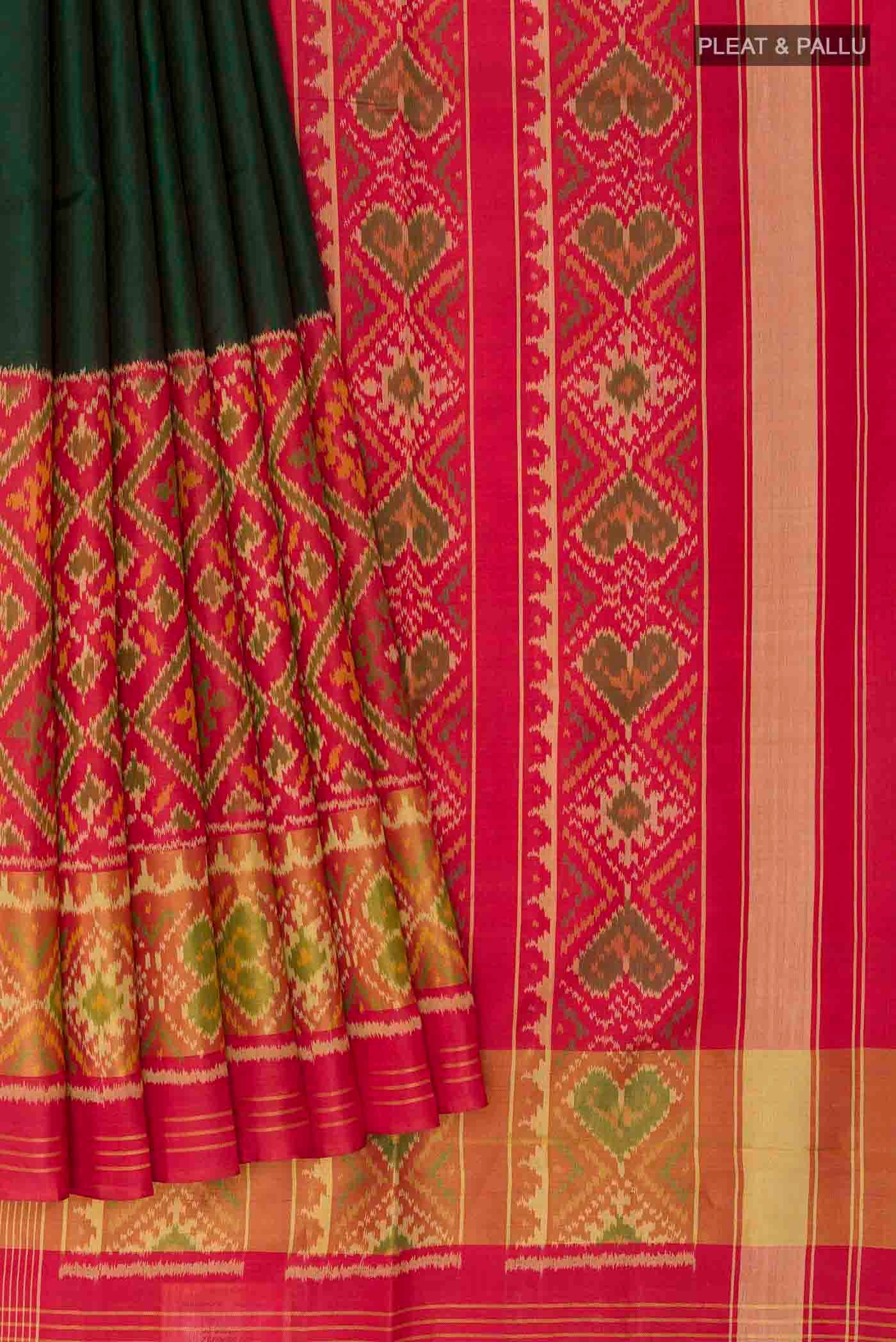Green Rajkot Patola Silk Saree - Image 4